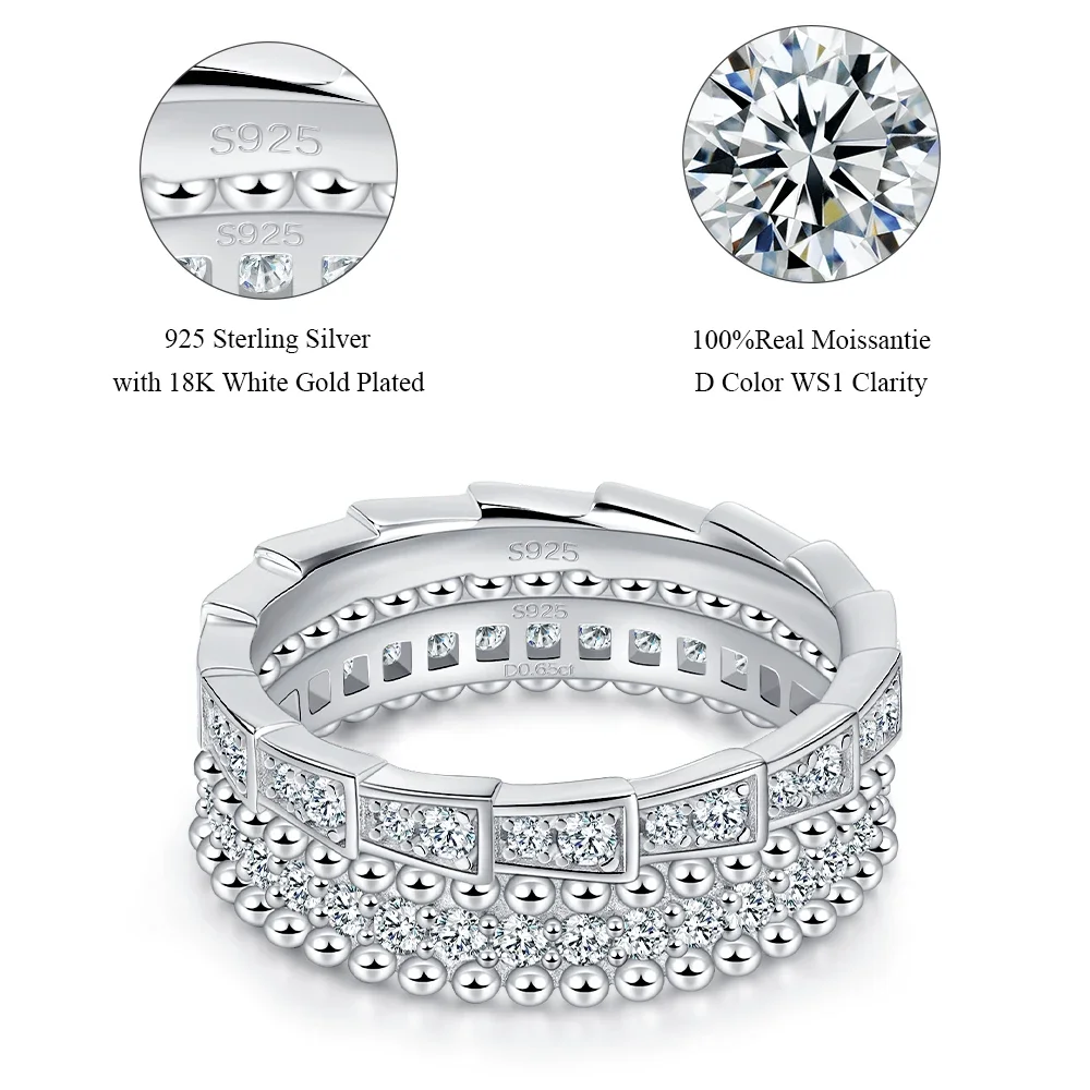 M-JAJA Eternity Moissanit Ehering S925 Sterlingsilber für Damen Weißgold Plattiert Feiner Schmuck Set Diamant Versprechen-Ring Image