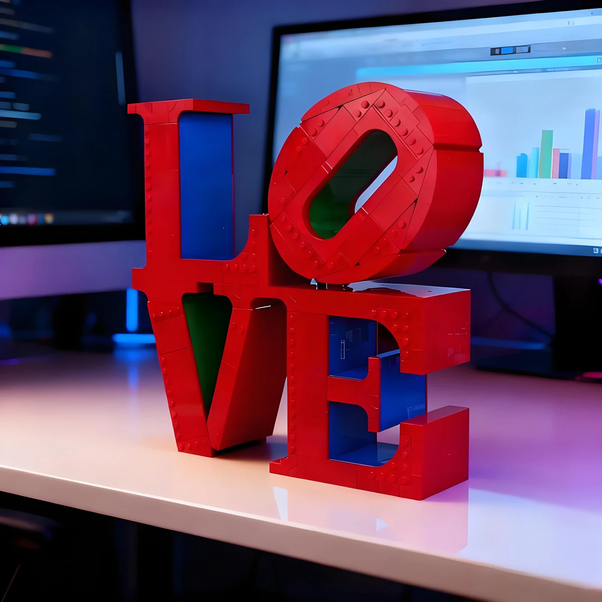 KUNST Display Handwerk Ziegel LIEBE Skulptur Liebhaber Dekoration Geschenk Home Office Display Freunde MOC-31214 Modell Baustein Spielzeug Image