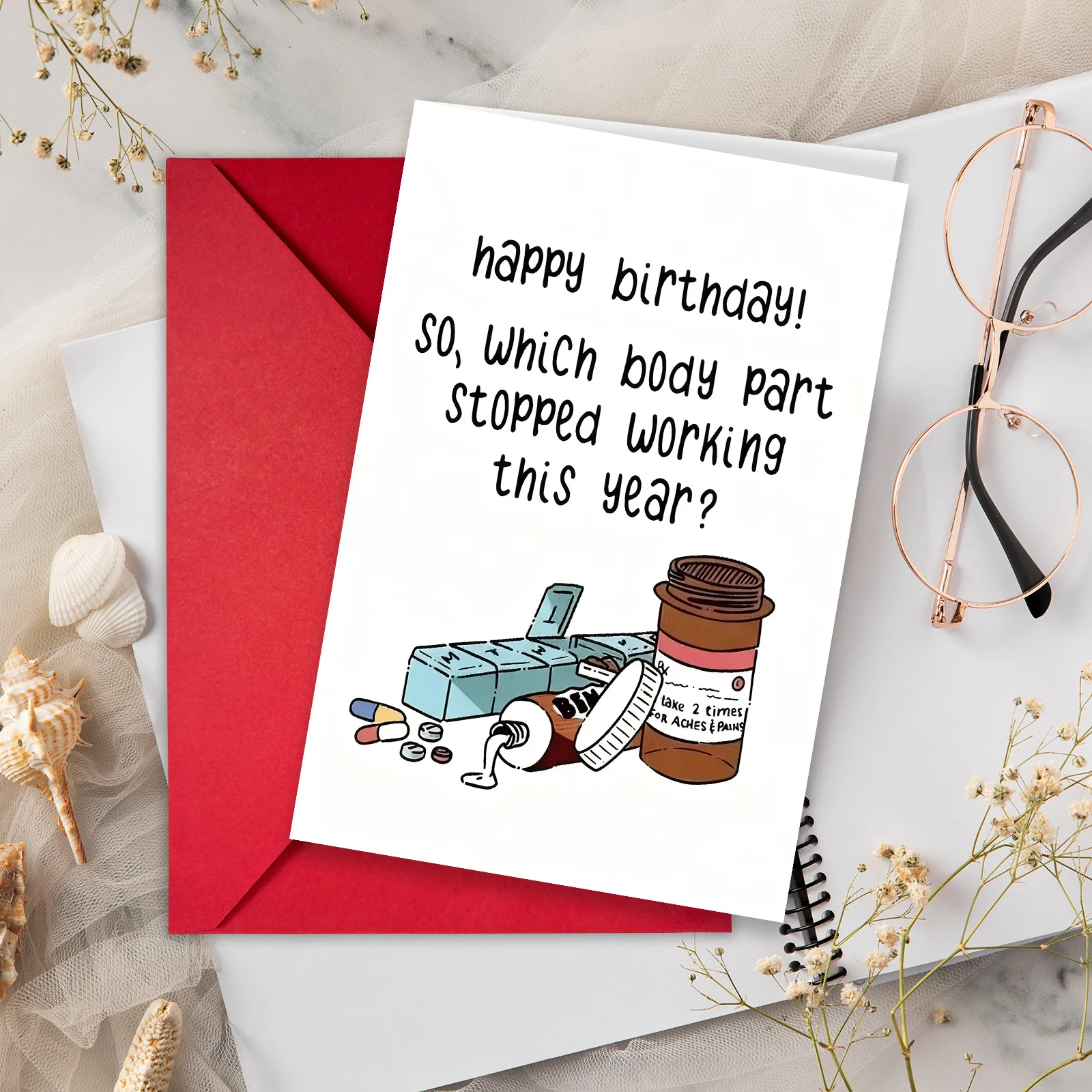 Lustige Geschenkkarte zum Scherz über das Alter, kreativer Selbstironie-Geschenkgruß, Gesundheitshumor, lustige Geburtstagskarte für schlechte Freunde Image