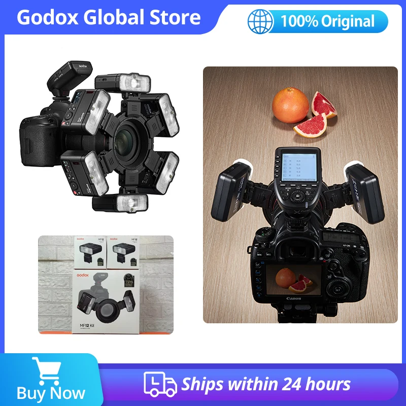 Godox MF12-K2 MF12 Makro-Blitz Mini-Speedlite mit integriertem X-System TTL-Blitz 2-Licht-Set + Farbfilter für Makroaufnahmen Image