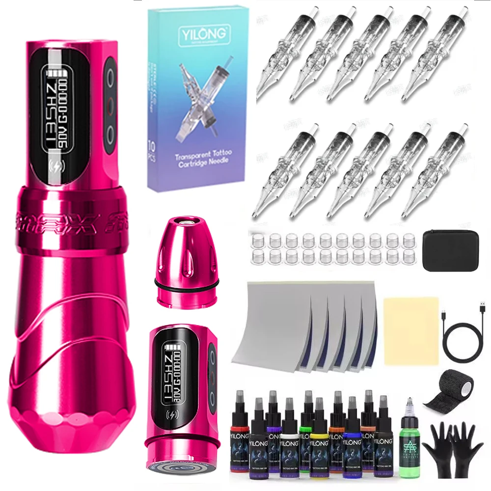 Professionelles Max Wireless Akku-Tattoomaschinen-Set, Permanent Make-up Maschinen Komplettset für Körper und Anfänger Image