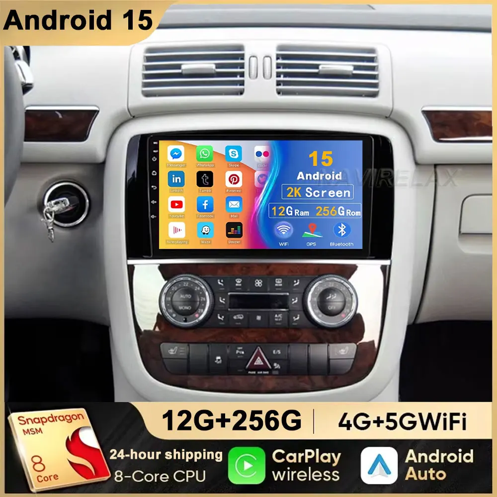 Für Mercedes Benz R Klasse W251 R280 R300 R320 R350 R63 2005-2017 Lettore Android 15 Auto Radio video Multimediale Auto CanPlay 4G Image