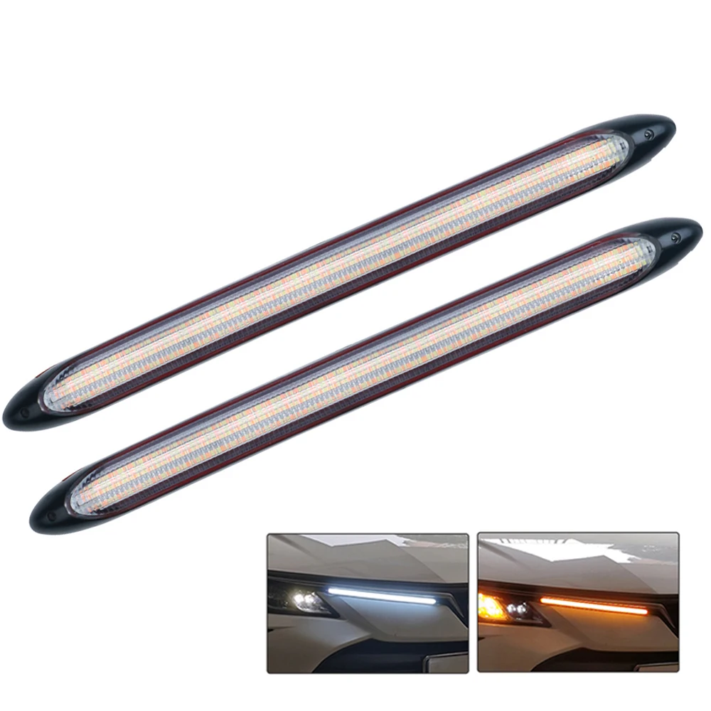 2 pz/set 12V flessibile DRL LED Strip indicatore di direzione lampada gialla Auto che scorre luce di marcia diurna per LADA fari accessorio per Auto