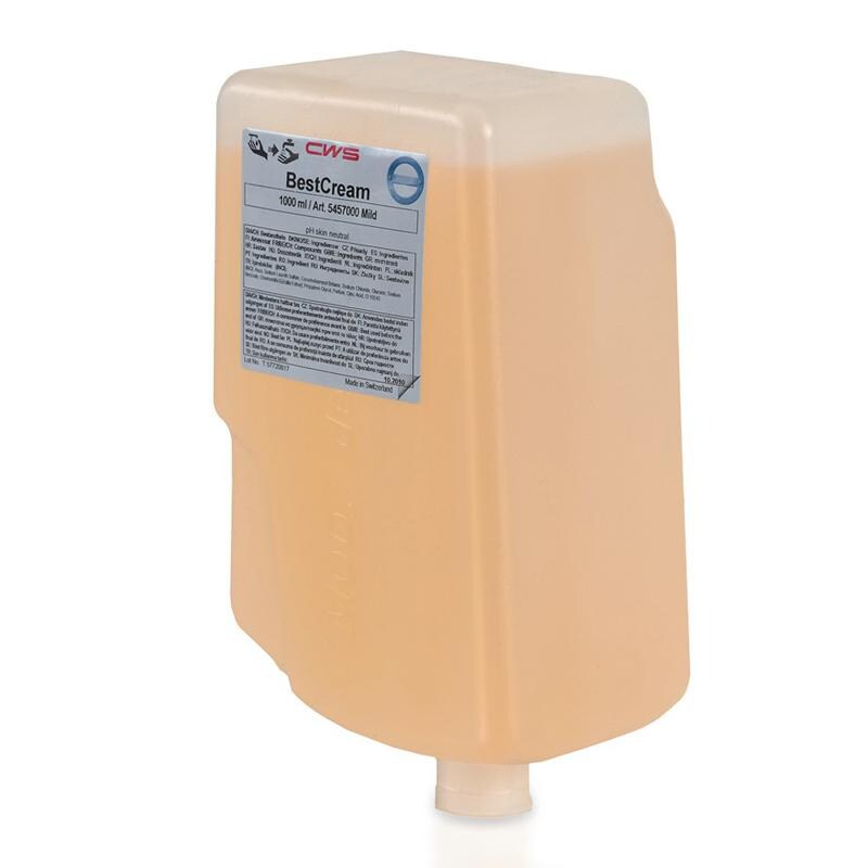 CWS BestCream Seifencreme Mild cremefarbend, Blumenduft 1 Karton = 12 x 1 l Flasche Image