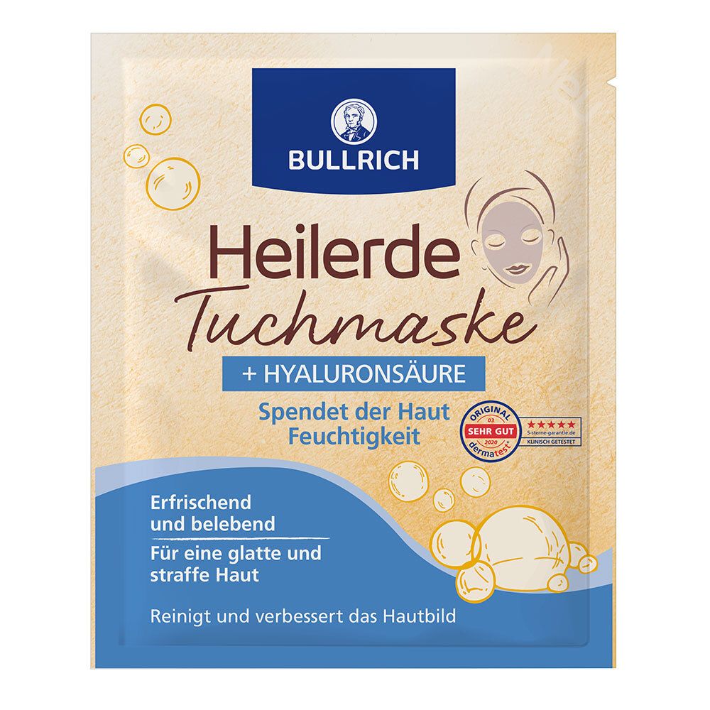 Bullrich Heilerde Tuchmaske+Hyaluronsäure 1 St Gesichtsmaske