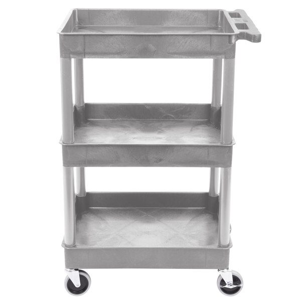 Luxor STC111-G Gray 3 Tub Utility Cart - 18" x 24" x 38 1/2"