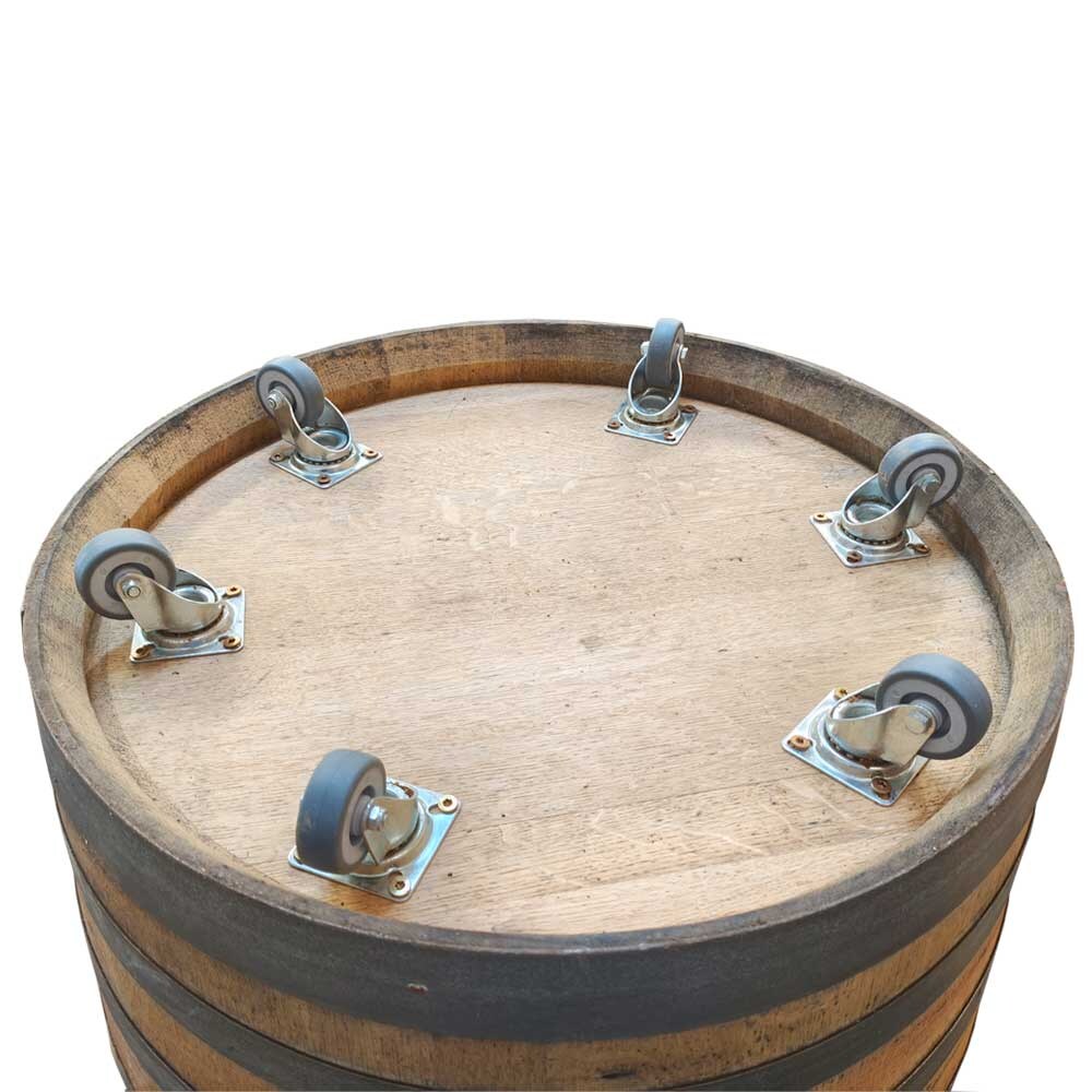 Temesso 3/4 vom Weinfass als Pflanzkübel, Hochbeet geölt mit Rollen Image