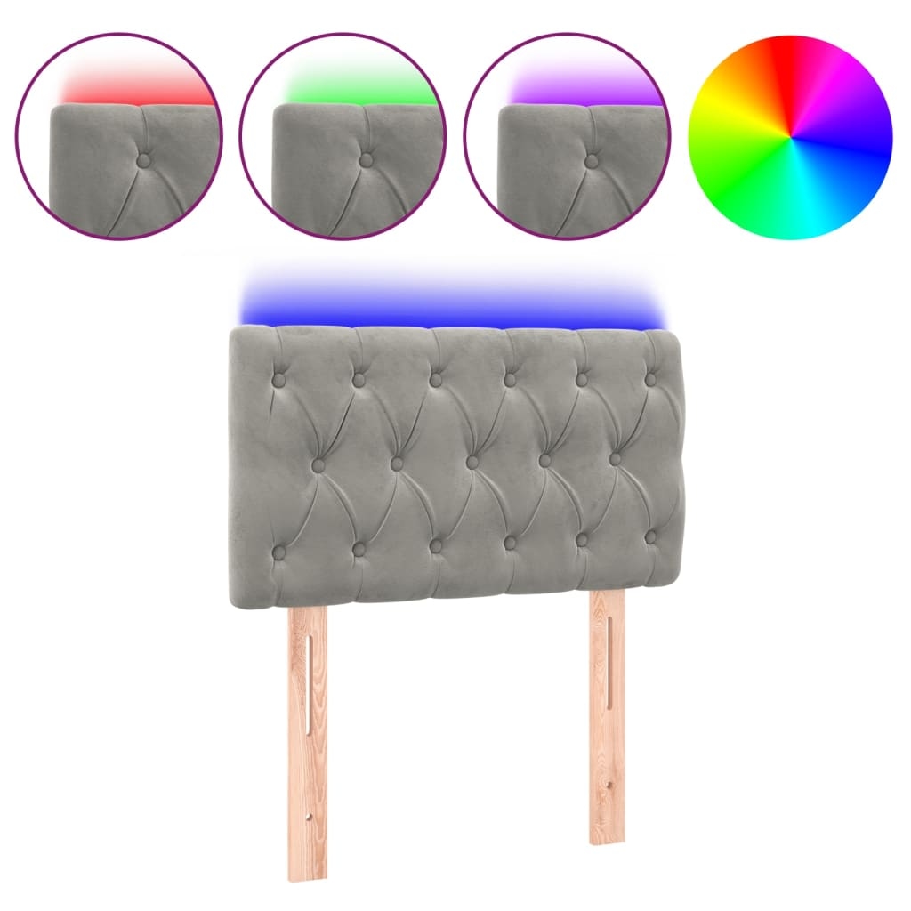 vidaXL LED Kopfteil Hellgrau 80x7x78/88 cm Samt Image