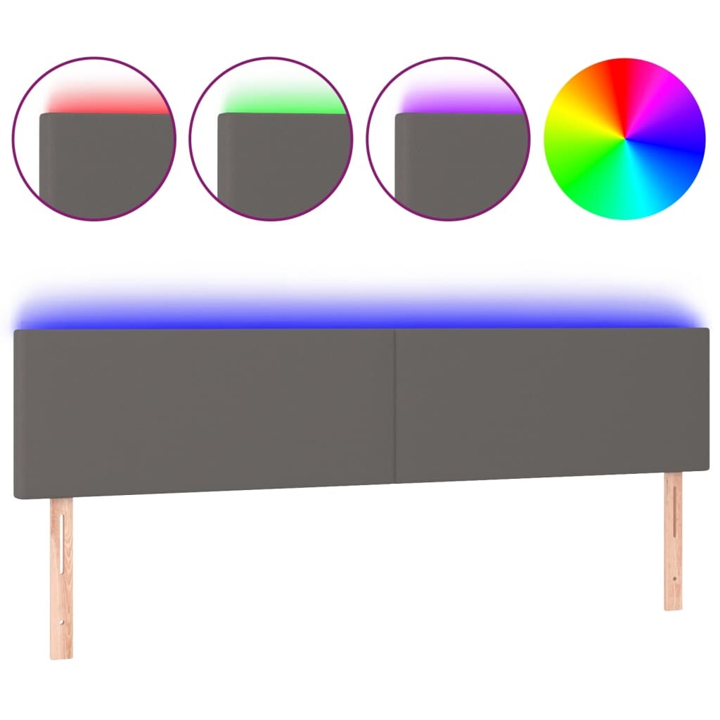 vidaXL LED Kopfteil Grau 200x5x78/88 cm Kunstleder Image