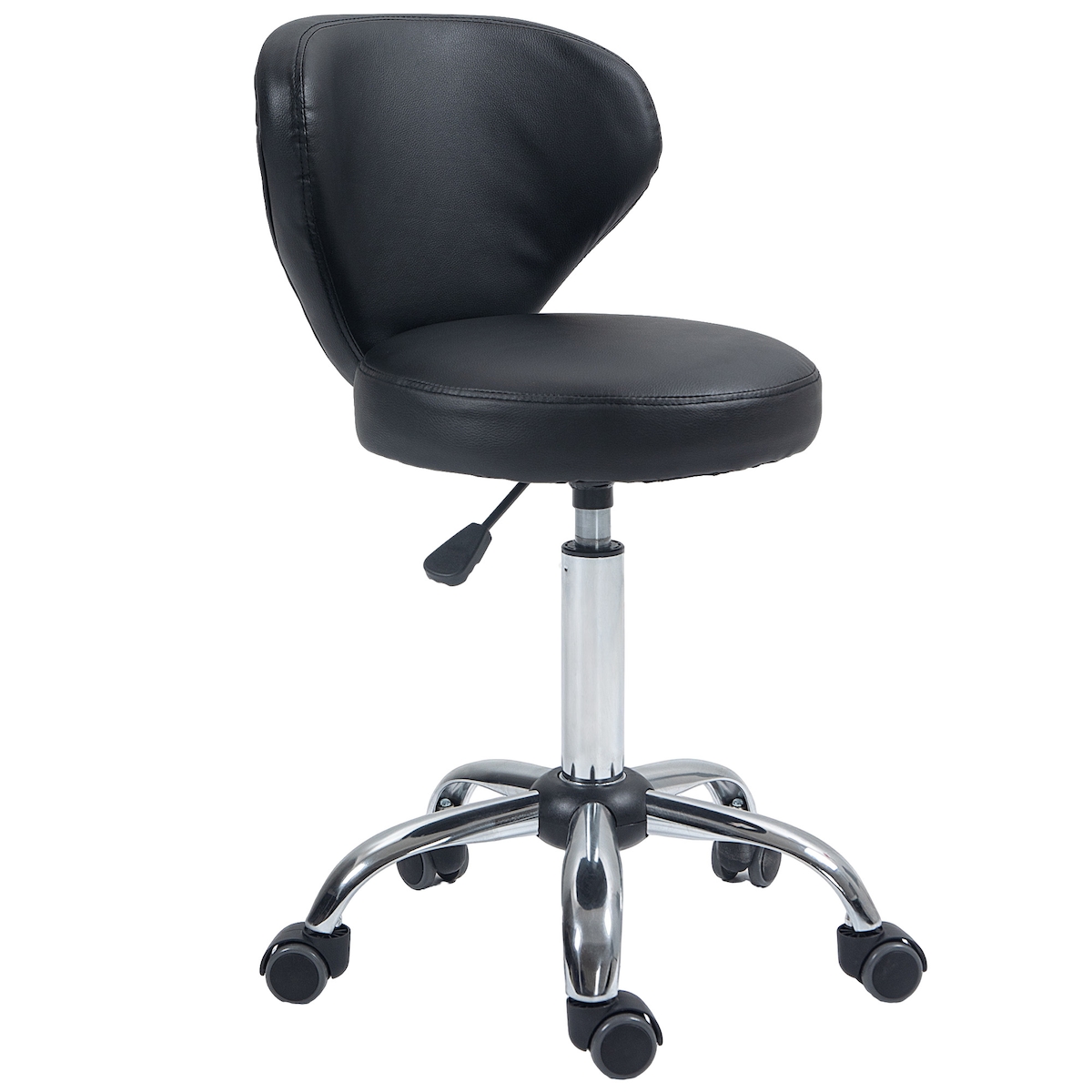 STILVORA Arbeitshocker Rollhocker höhenverstellbar 88x54x45 cm mit Rückenlehne 360 Grad drehbar 5 Rollen Kunstlederbezug ergonomisch Image