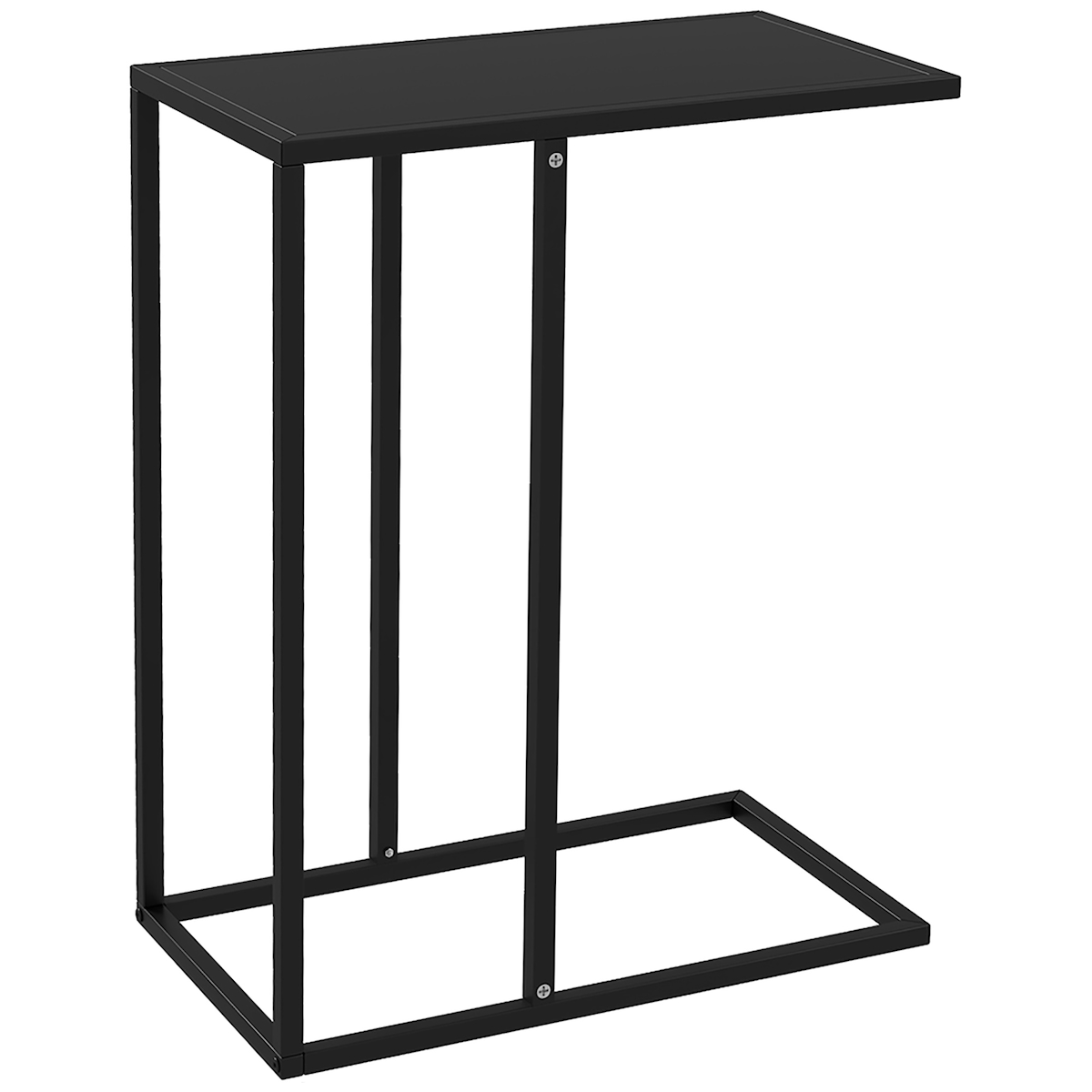 STILVORA Beistelltisch C Form 46x26x60 cm Schwarz mit Stahlgestell, platzsparend unter Sofa und Bett, stabiler Sofatisch für Laptop und Snacks Image