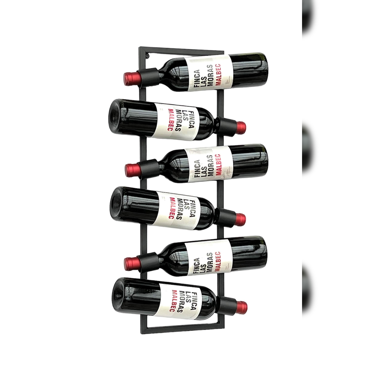 DanDiBo Weinregal Wand Metall Schwarz Flaschenregal Flaschenständer Flaschenhalter für 6 Flaschen Schmal Modern Design Image