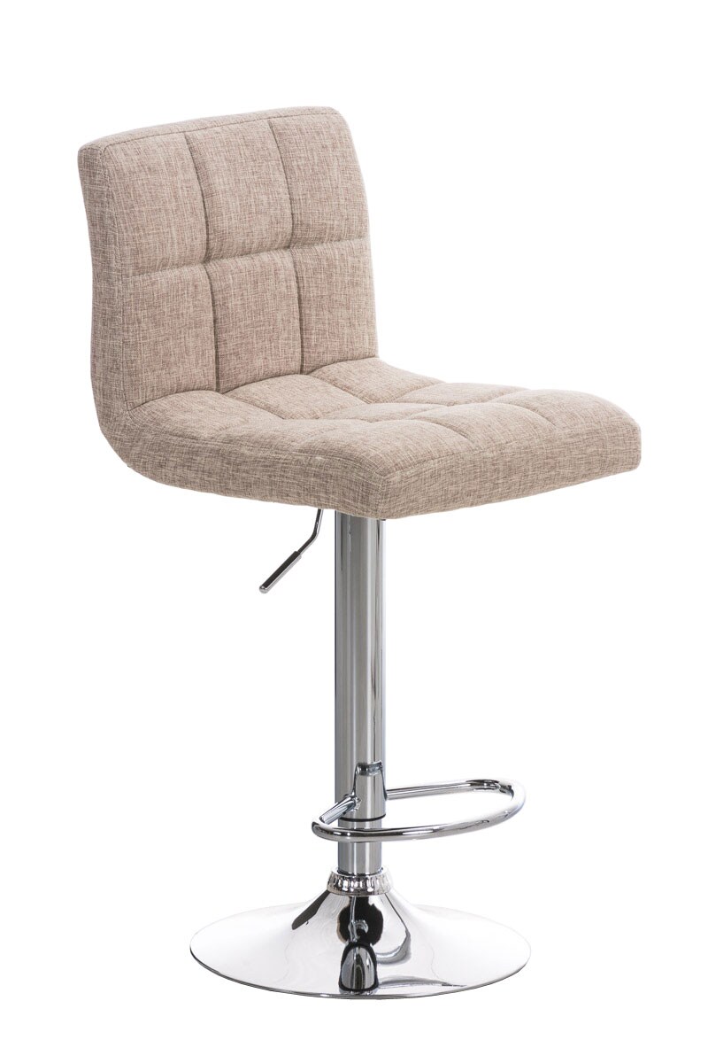 DELUKE Barhocker REZAR - Stoff Creme 46x47x94 cm Silber | Barstuhl Höhenverstellbar Mit Lehne Drehbar Tresenhocker Tresenstuhl Kneipenhocker Kneipenstuhl Image