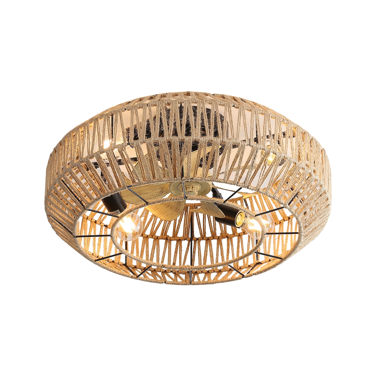 STILVORA Deckenventilator 25x56x56 cm ohne Licht, Weiß, Metall+Massivholz, DC-Motor, 6 Stufen, Fernbedienung, reversibel, leise Image