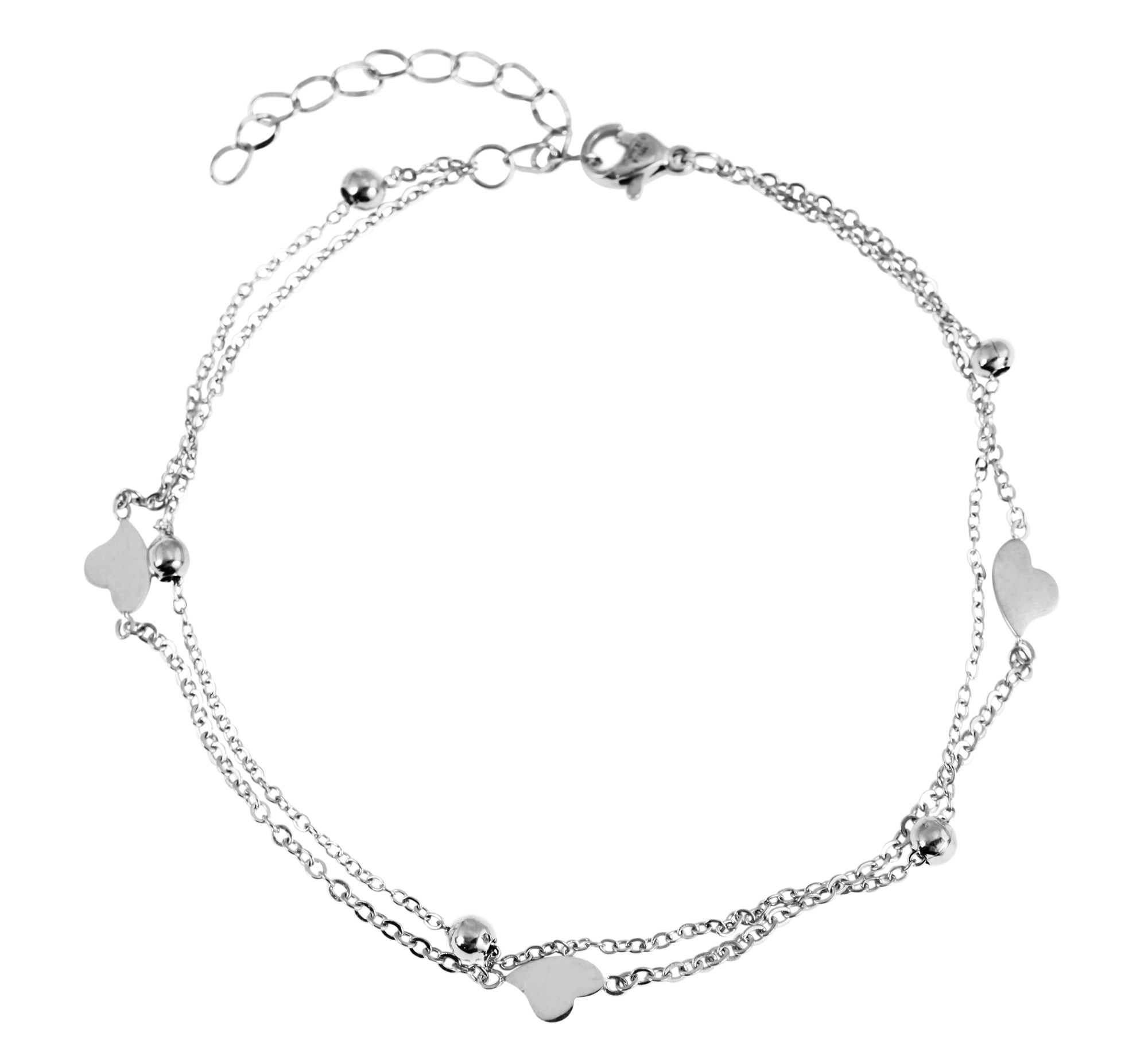 Armband ADELIA´S "Damen Armband – Herz aus Edelstahl 24+5 cm", silber, Armbänder, Damen, 29cm, Edelstahl, Armband, Perfekt als Geschenk für besondere Menschen