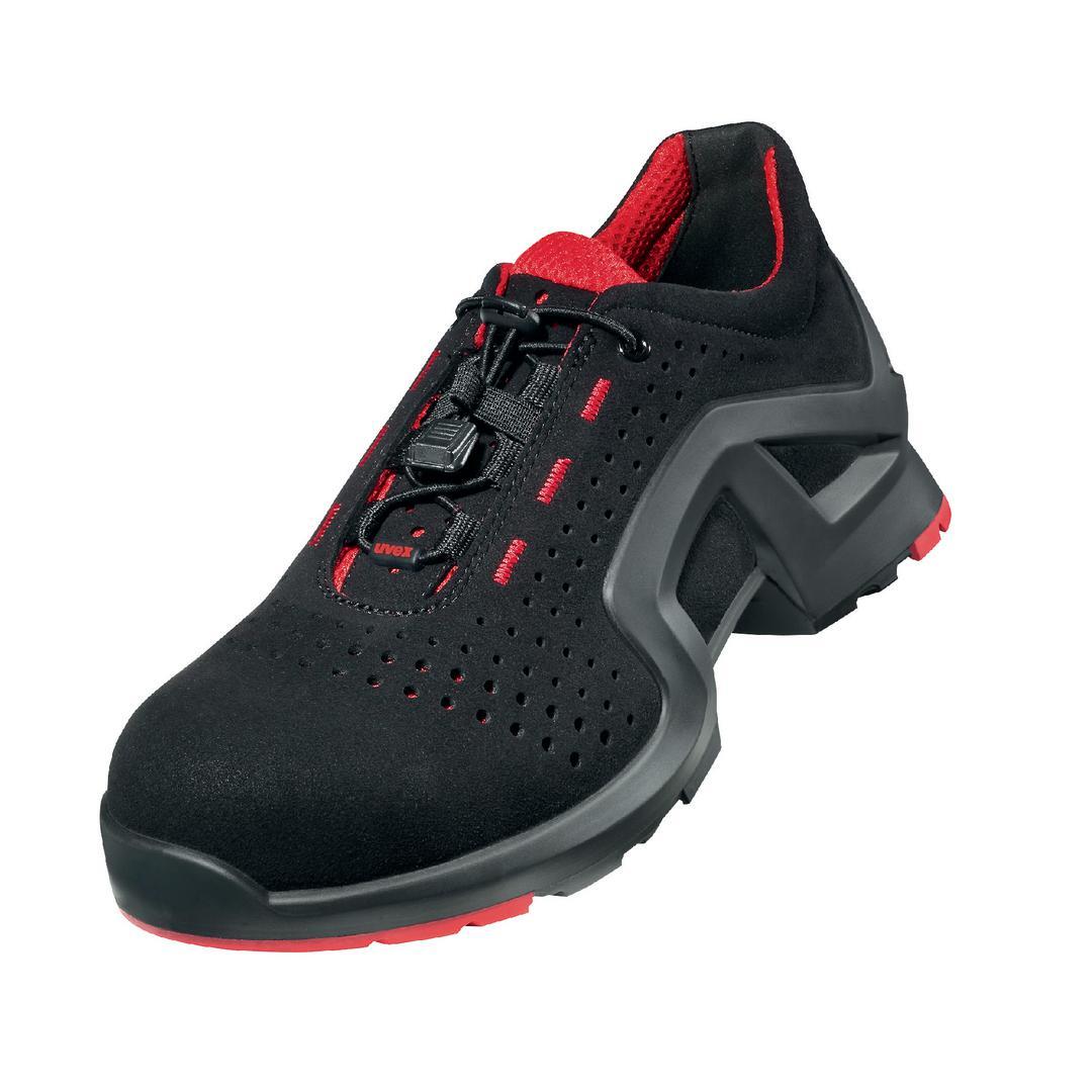 Sicherheitsschuh UVEX "Sicherheitsschuhe 85128 uvex 1 x-tended support" Gr. 43, schwarz (schwarz, rot), 43, Schuhe