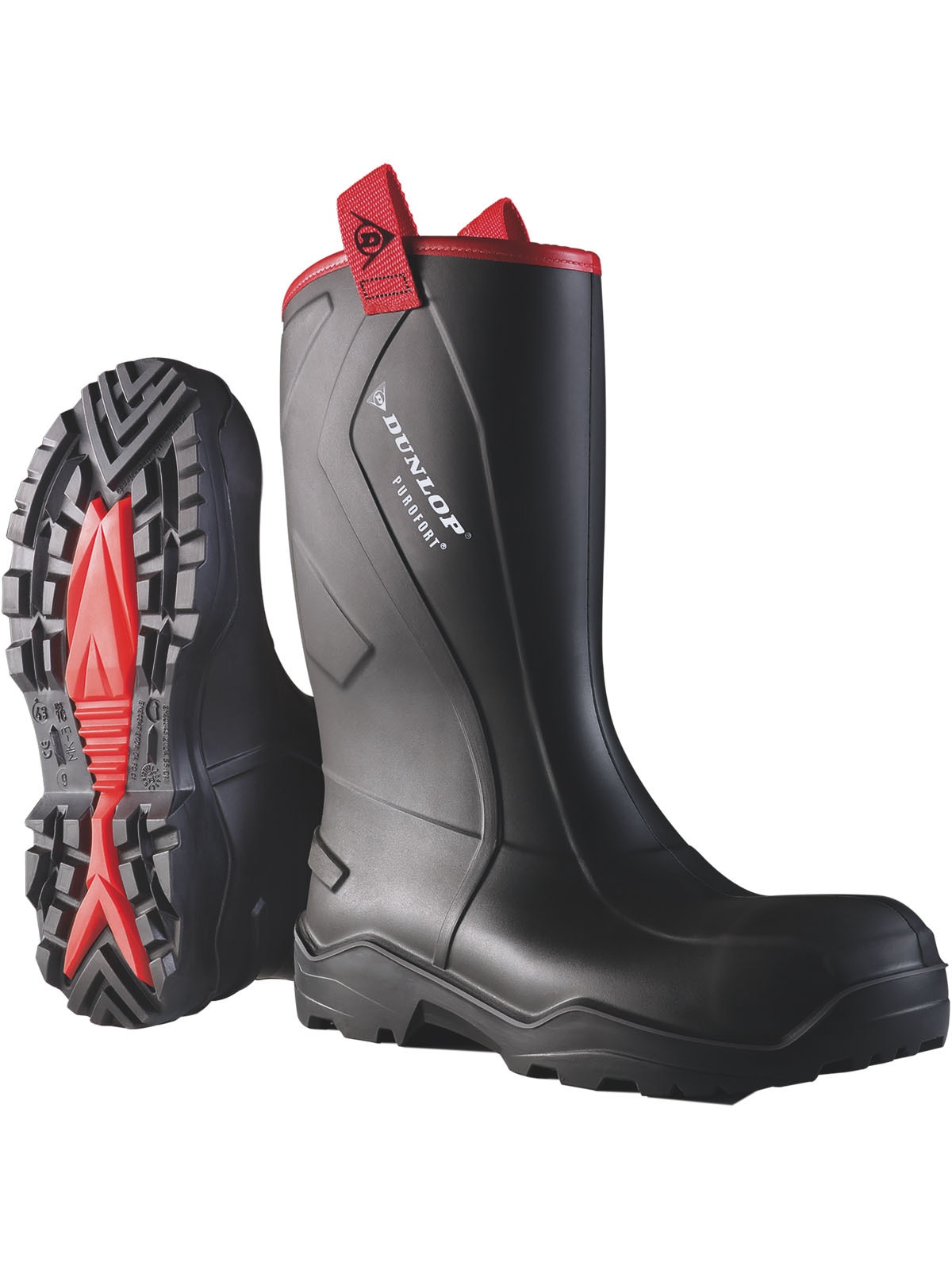 Gummistiefel DUNLOP "Sicherheitsstiefel C762043.CH Purofort+ Rugged full safety", Damen, Gr. 49, schwarz, Schuhe Gummistiefel