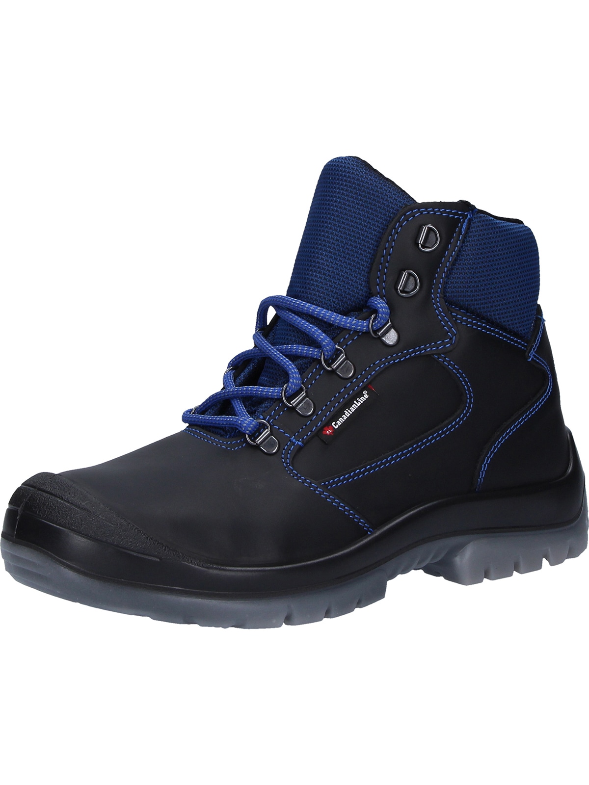 Sicherheitsschuh CANADIAN LINE "Sicherheitsschuhe Prado" Gr. 43, schwarz (schwarz, blau), 43, Obermaterial: 50% Rindsleder Leather cow. 50% Nylon NY., Schuhe