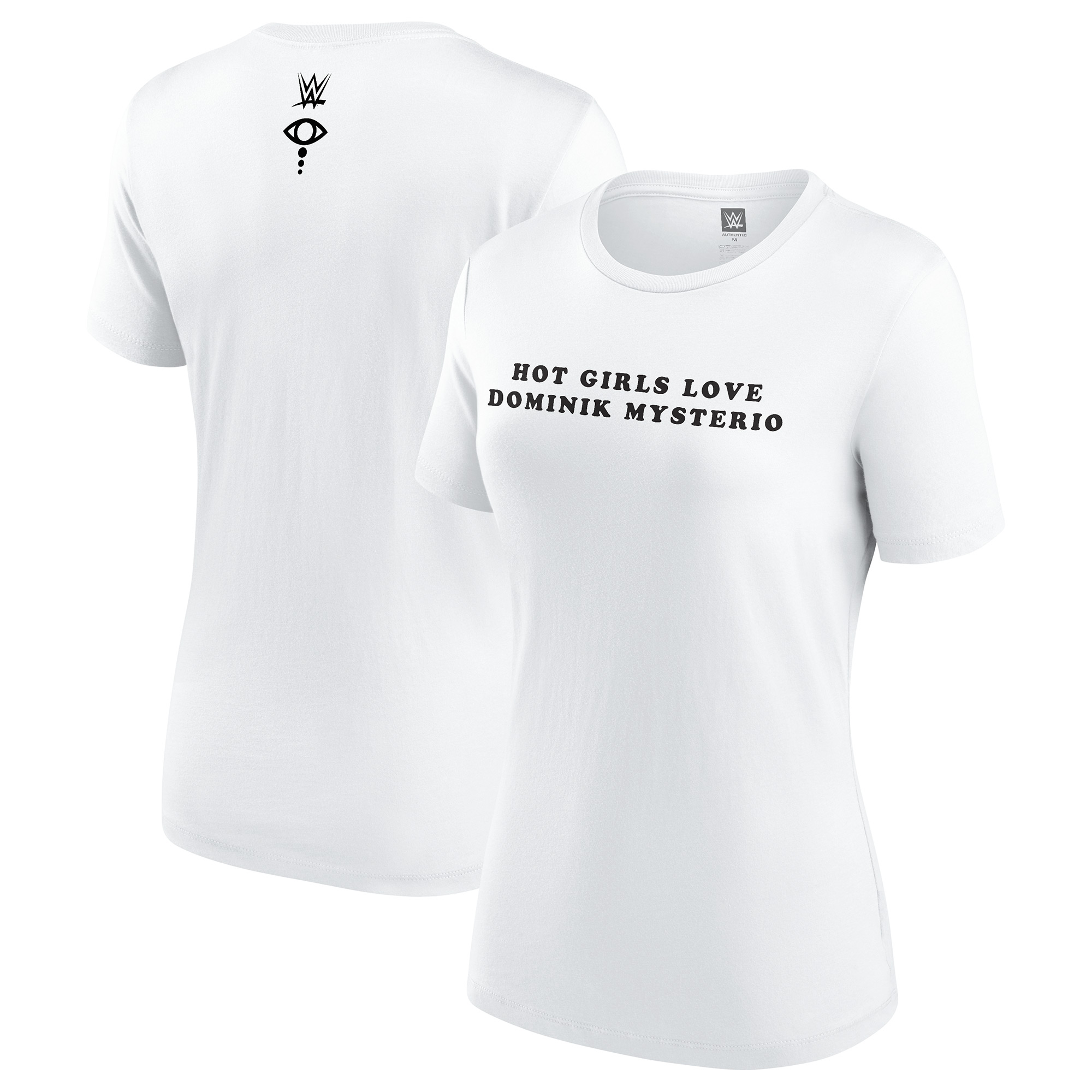 "Weißes Damen-T-Shirt von Liv Morgan mit dem Aufdruck „Hot Girls Love Dominik Mysterio“" Image