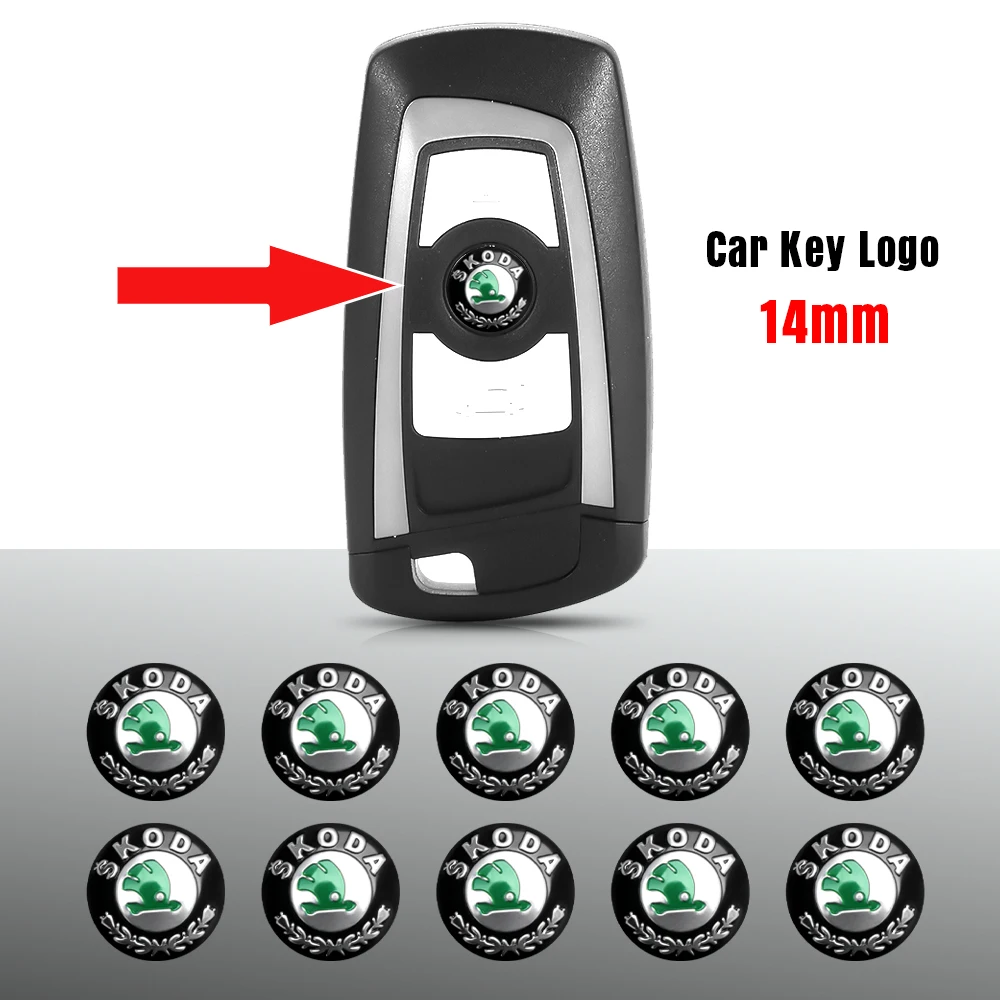 2/5/10 Stück 14mm Auto-Schlüsselanhänger-Aufkleber für Skoda Rapid Fabia Octavia Yeti Superb VRS Scala Kodiaq Kamiq Autoschlüsselgehäuse-Dekor Image