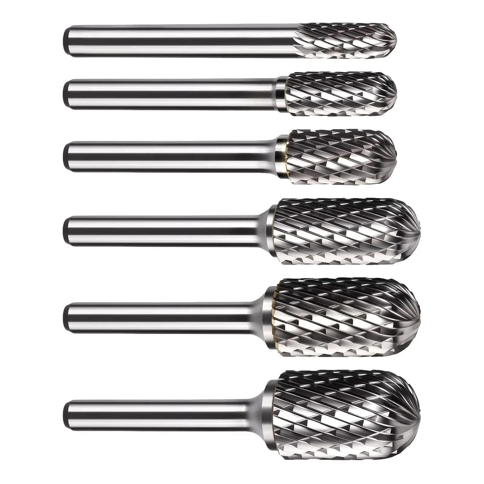 1PC Hartmetall Rotary Datei Werkzeug CX-Typ 6mm Zylindrischen Doppel Nut Schleifen Kopf Metall Jade Elektrische Carving fräser Image