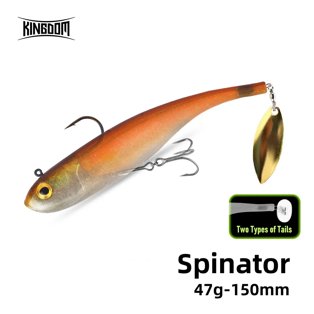Kingdom Spinator Sinkender Rotierender Löffelköder mit Pailletten 150mm 47g PVC-Material Künstlicher Weichköder mit Bleikopf für Barsch-Angeln Image