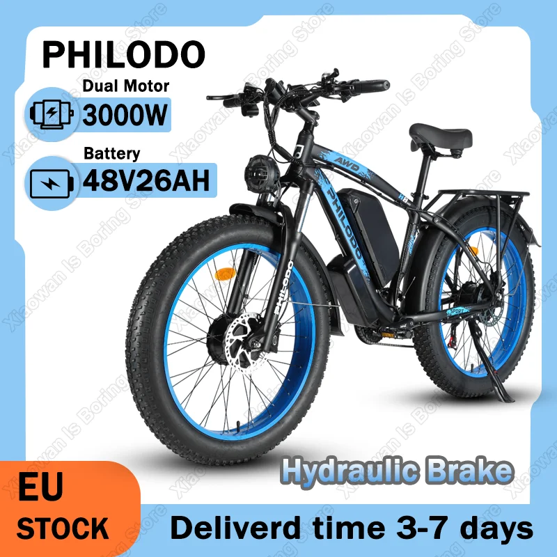 E-Bike 3000W Doppelmotor 48V26AH Lithium-Akku Elektrofahrrad für Erwachsene Hydraulische Bremse 26*4 Zoll Offroad-Fatbike Elektrofahrrad Image