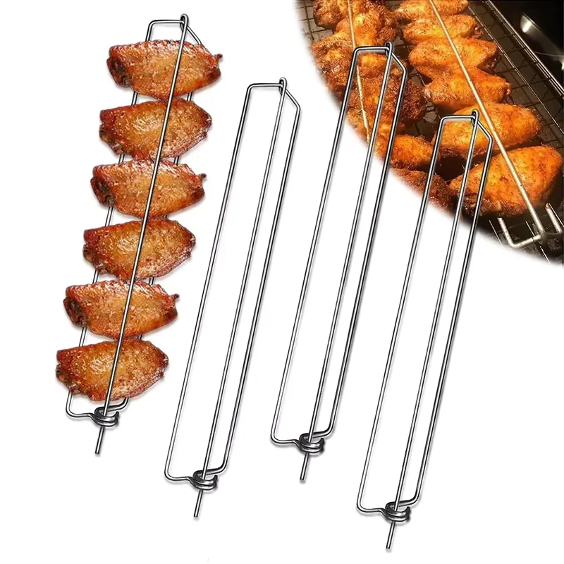 LMETJMA Hähnchenflügel-BBQ-Gabel aus Edelstahl, Grillgestell für Hähnchenflügel, Grillhalterung für Hähnchenflügel Image
