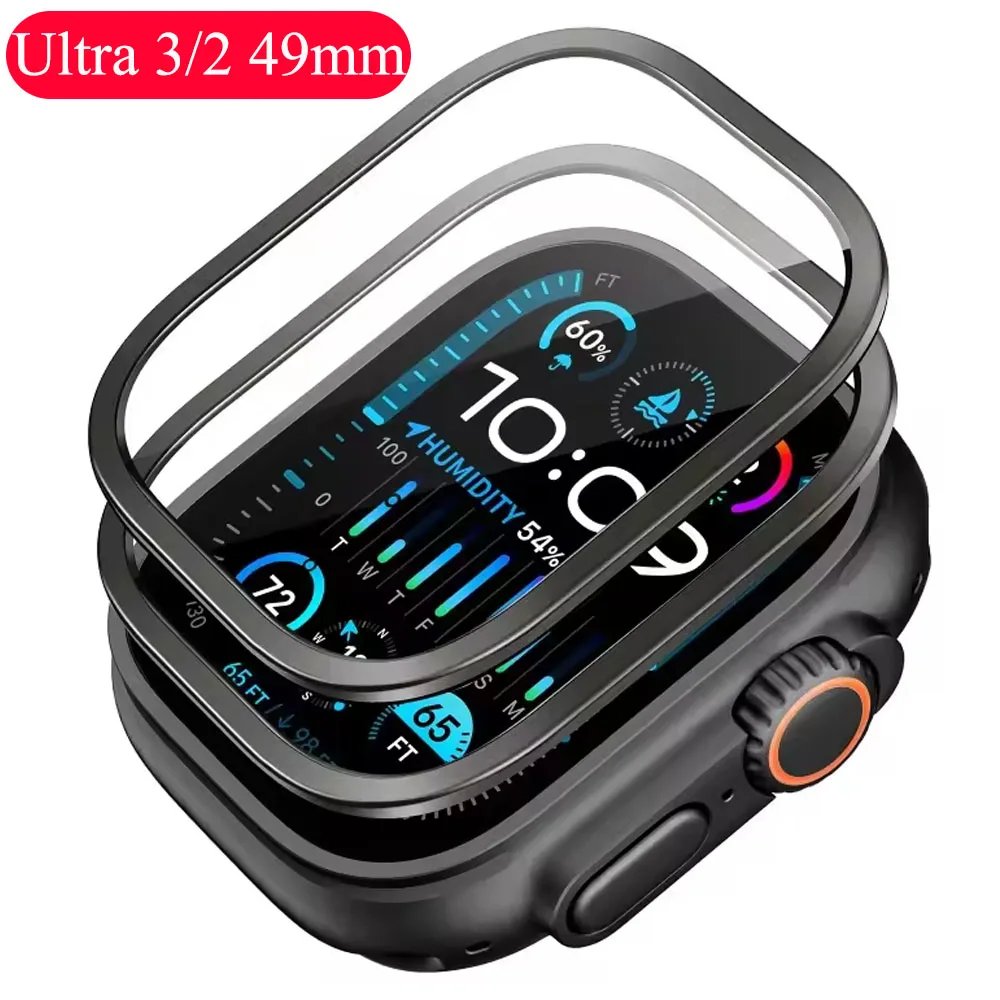 Gehäuse aus Aluminiumlegierung + gehärtetes Glas für Apple Watch Ultra 3 49 mm, kratzfester Displayschutz, iWatch Ultra 2 1 49 mm Image