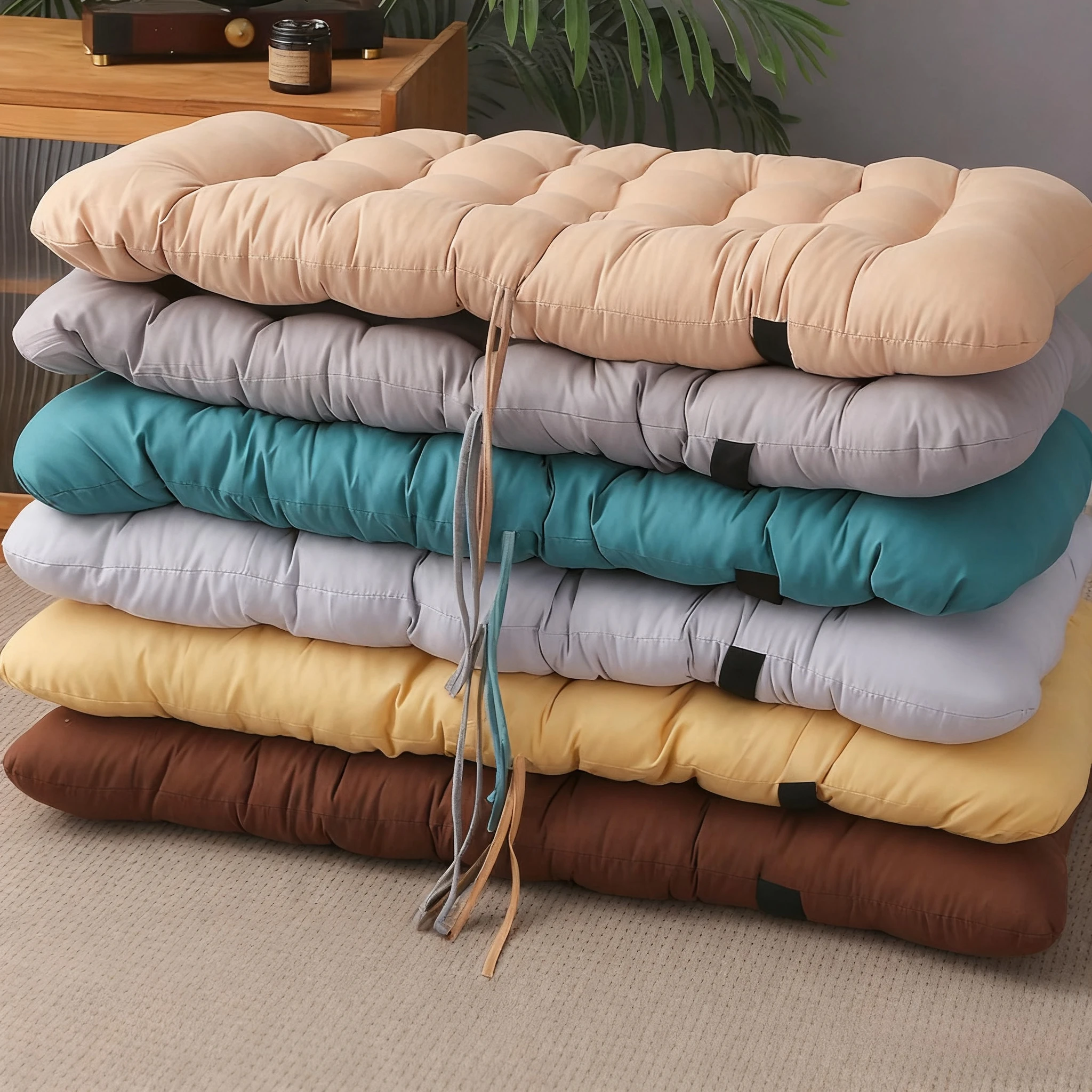 1PC verdicktes faltbares einteiliges Sitzkissen, dickes Sitzkissen Rattan Stuhl Sofa langes Kissen Gartenstuhlkissen Tatami-Matte Image