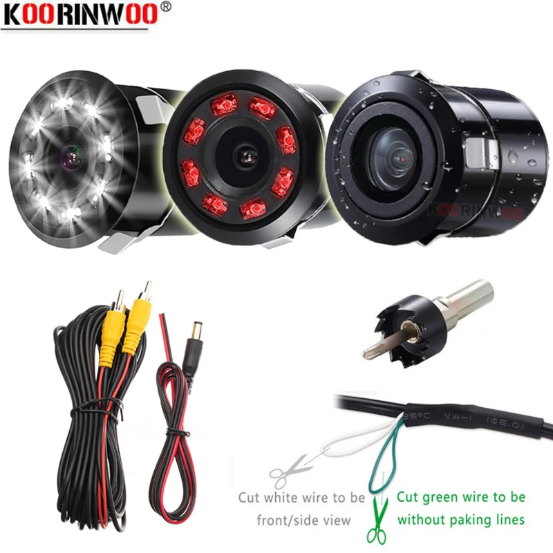 Koorinwoo CCD Videosystem Schalter Auto Rückansicht Kamera/Frontkamera IR LED Reverse Fahrzeug Kamera Sicherheit Auto Zubehör 12V Image