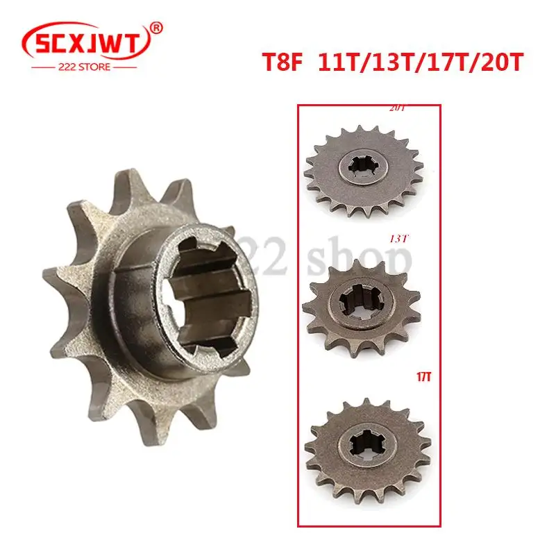 T8F Kupplungstrommel-Getriebe, Kettenrad, Achse, passend für 33 cc, 43 cc, 49 cc Motor 11, 14, 17, 20 Zähne, Getriebe für Roller, Mini-Fahrrad Image