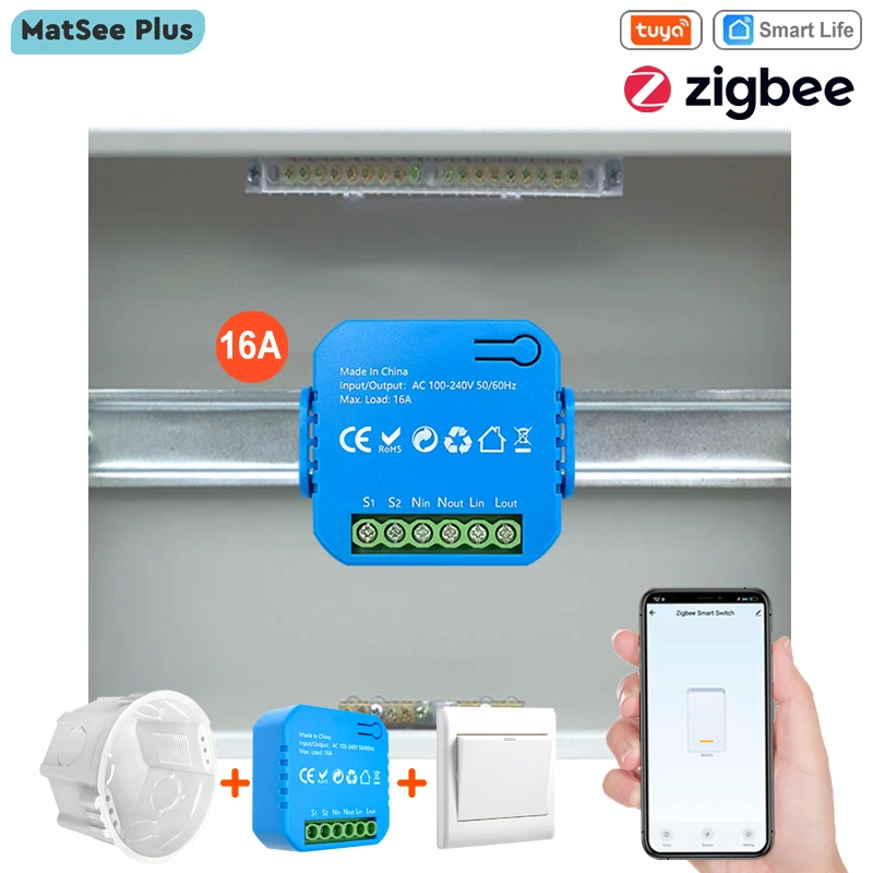 Tuya Smart ZigBee 16A Relais Schalter Modul Energie Monitor Timing Fernbedienung Automatisierung Unterstützung Alexa Google Home Need Gateway Image