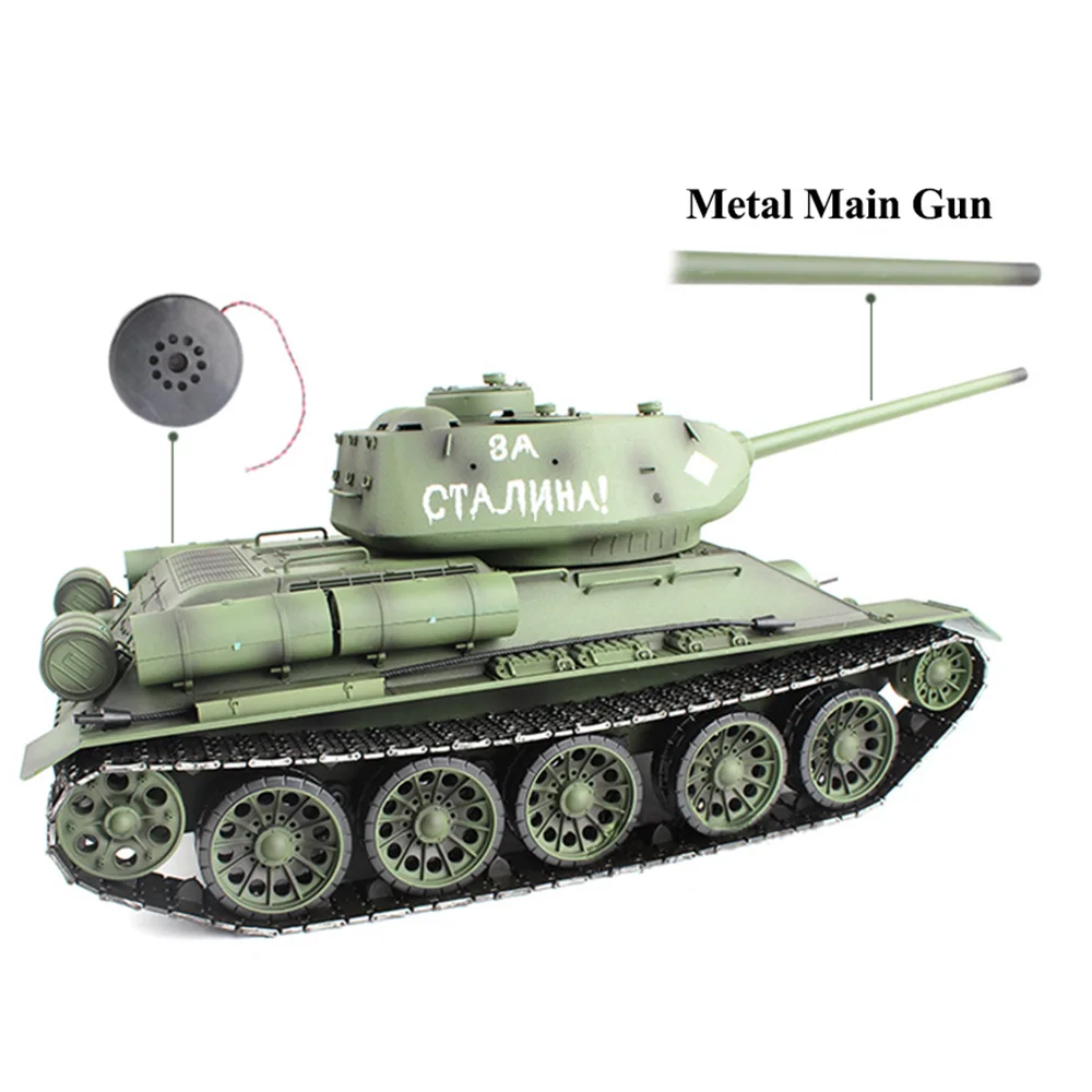 HENG LONG 1/16 Maßstab 7.0 Verbesserter Sowjetischer T34-85 RC Panzer 3909 Metallketten Leitrollen Getriebe Lautsprecher Spielzeug für Jungen TH17767 Image