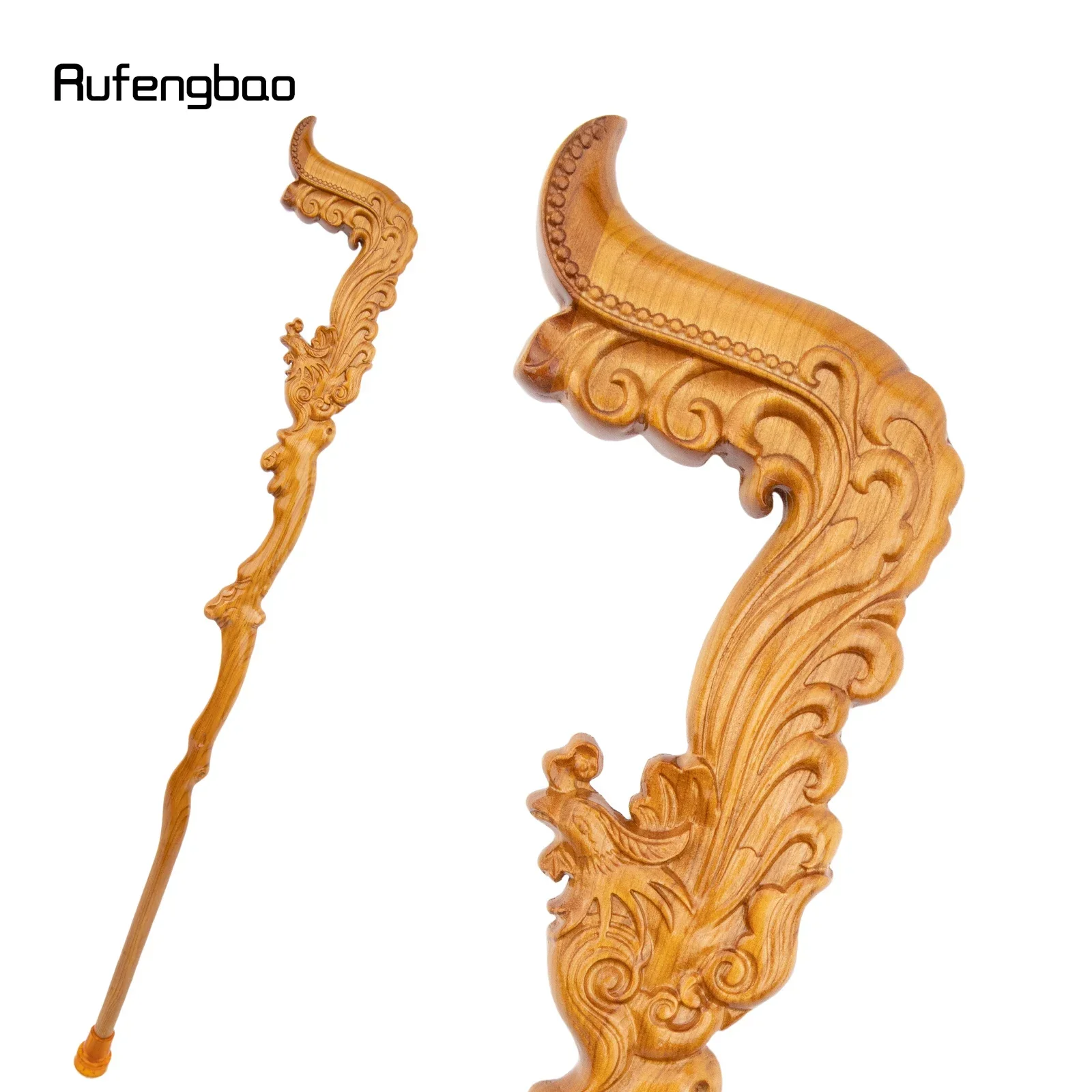 Gelbe Blume Holz Phoenix Fashion Stick dekorative Cospaly Cane Halloween Krücke Zauberstab Crosier 95 cm Performance Bühne Cane Image