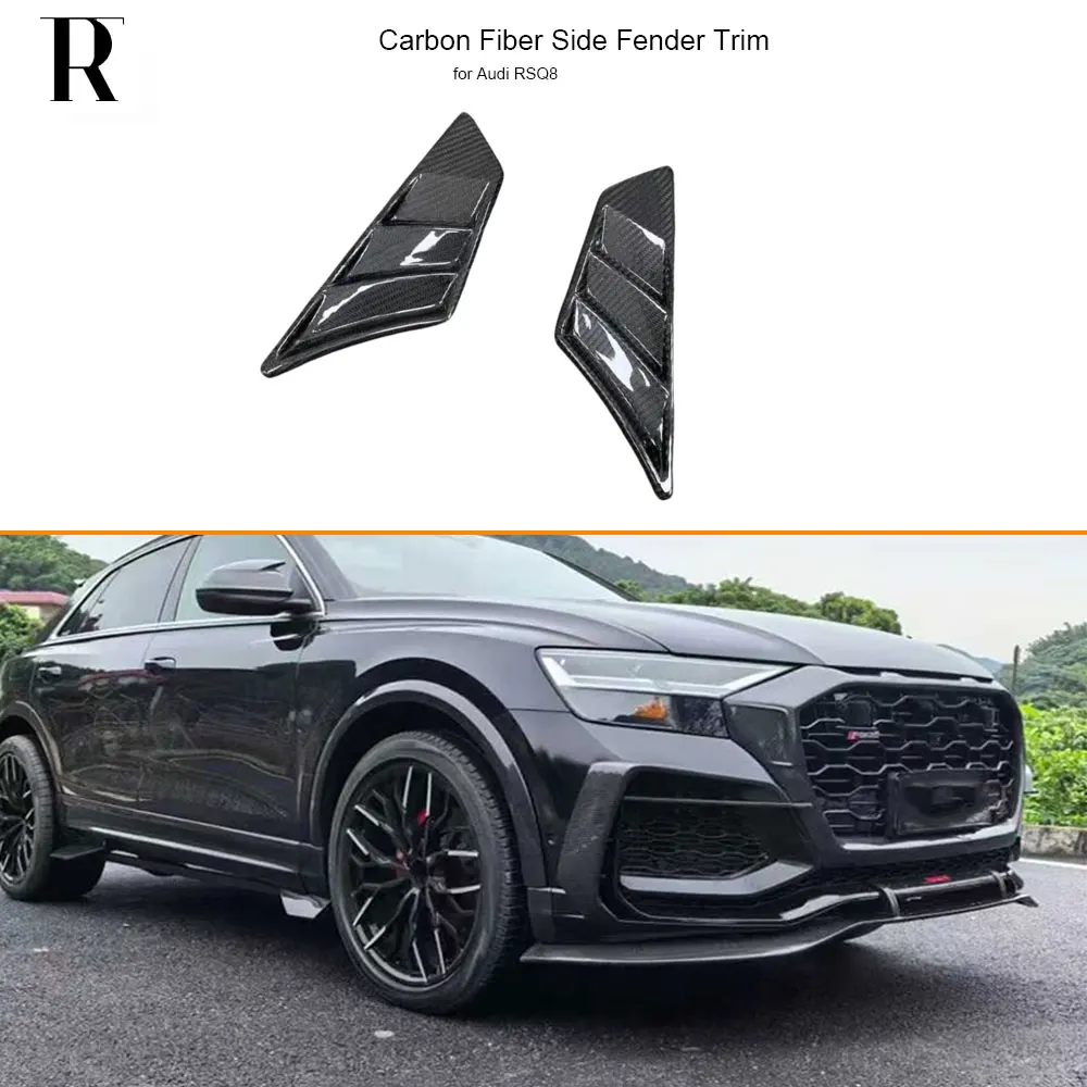 Real Carbon Fiber Front Side Bumper Fender Air Trim Canard Spoiler für Audi RSQ8 ab 2019 Image