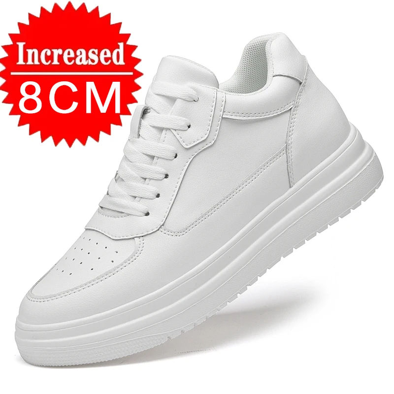 Hochwertige Herren-Sneaker, Elevator-Schuhe für Herren, modische Freizeitschuhe, bequeme Sportschuhe aus Leder, Höhenerhöhung 6/8/10 cm.