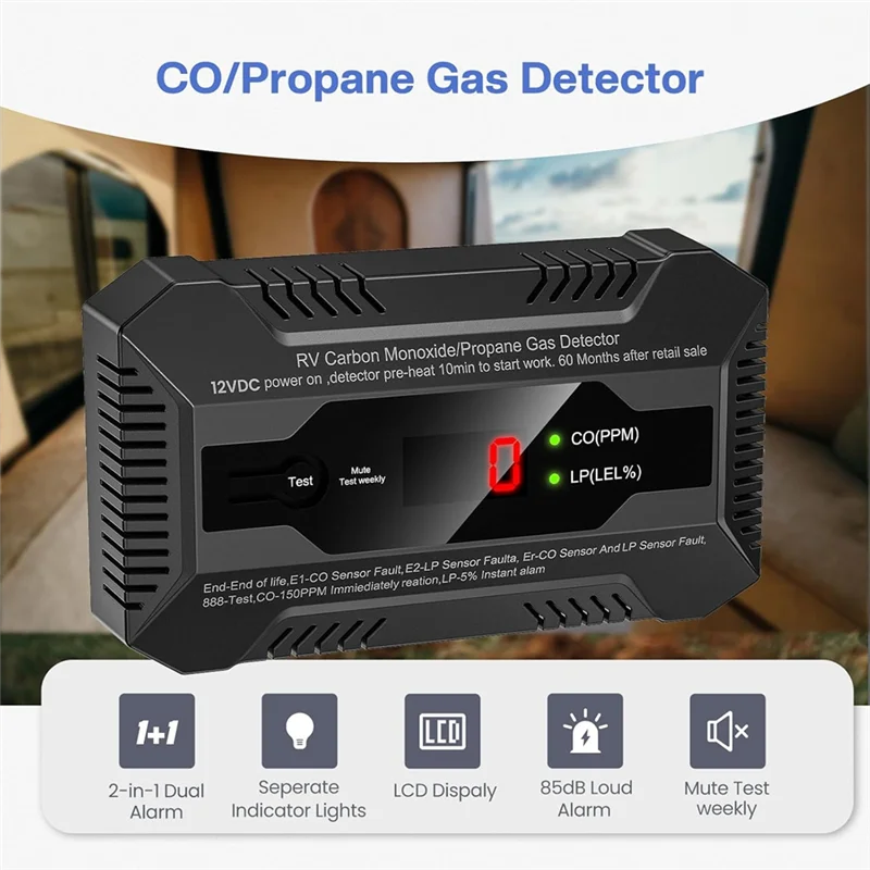 B98A-Carbon Monoxid Propan Gas Leck Detektor Dual LP/CO Gas Alarm Für RV Und Heimgebrauch-12V DC RV Propan Image