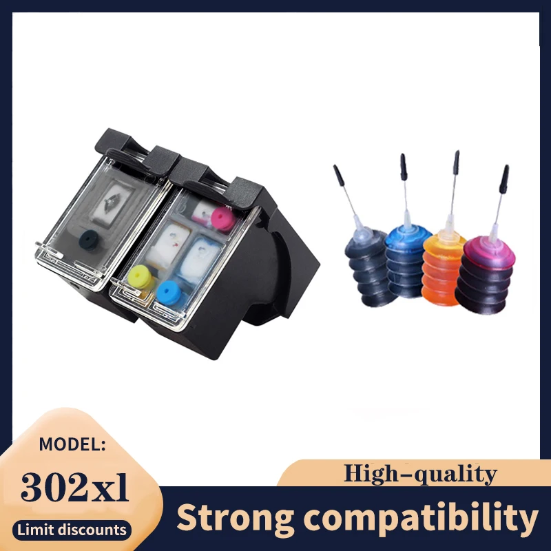 302-Tintenpatrone, wiederaufbereitet für HP 302 302XL DeskJet 1110 2130 für HP302XL Envy 4520 NS45 Officejet 3630 3639 Drucker Image