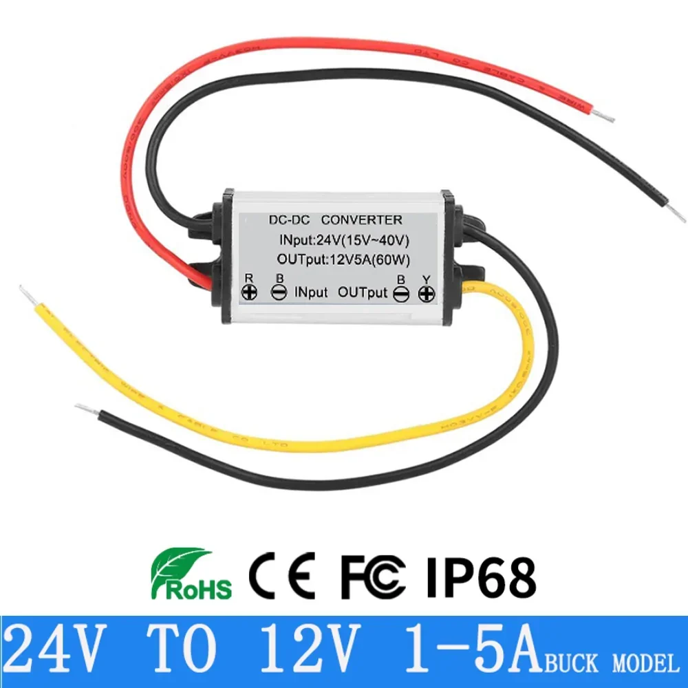 24V zu 12V Wandler Step Down 24V 12V wasserdichtes Modul DC DC 1a-5a Buck Modell Konverter Image