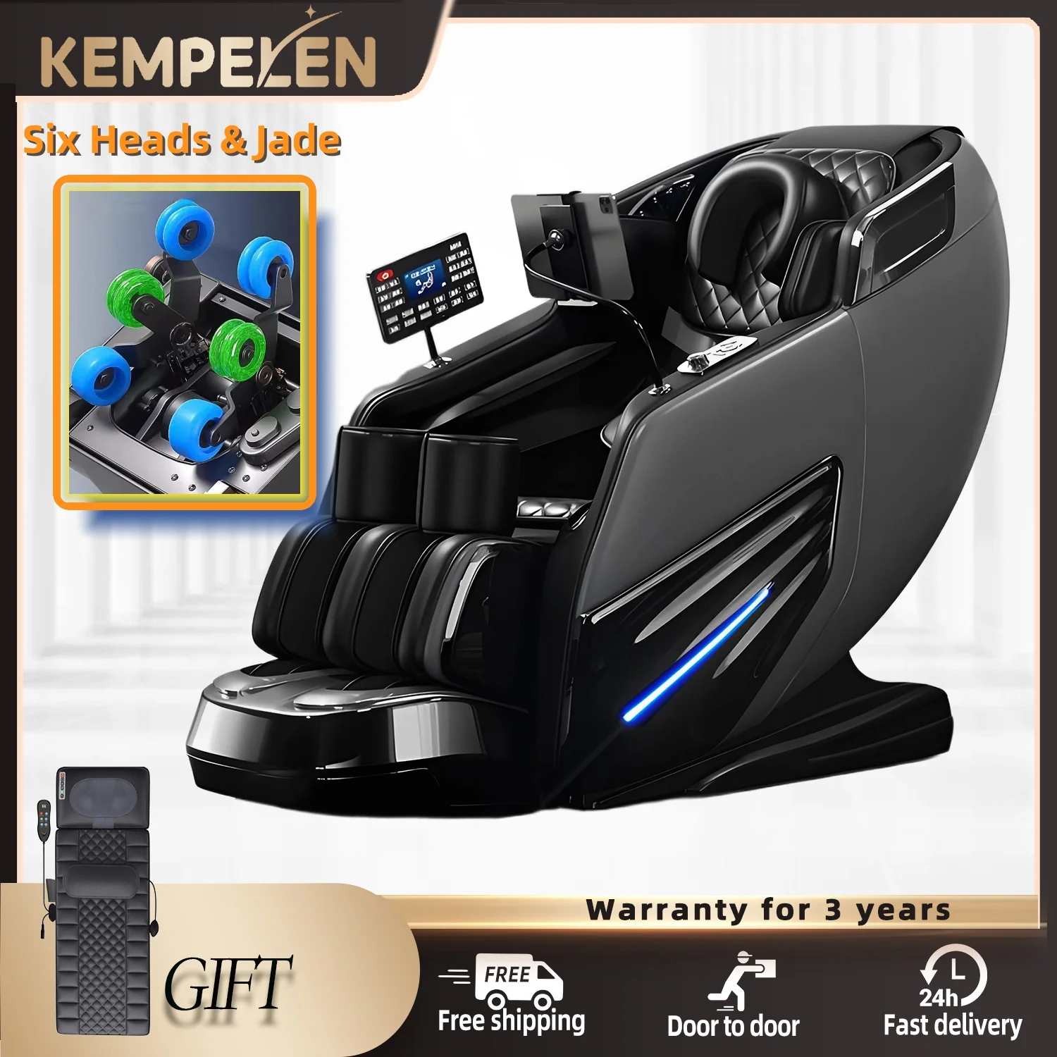 4D Jade 6-Rollen Massagestuhl mit Thai-Stretch, Schwerelosigkeit & AI-Sprachsteuerung - Shiatsu Relaxsessel für Zuhause/Büro, 3 Jahre Garantie Image