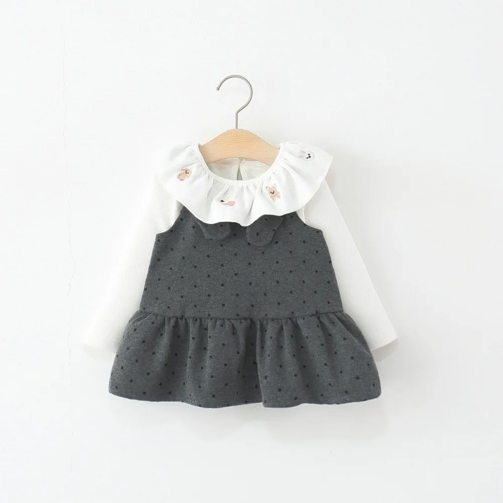 Baby Mädchen Kleider Frühling/Herbst Volldruck Polka Dot Baumwolle Langarm Mädchen Kleid Niedliche Cartoon Prinzessin Baby Kleid Baby Mädchen Cl Image