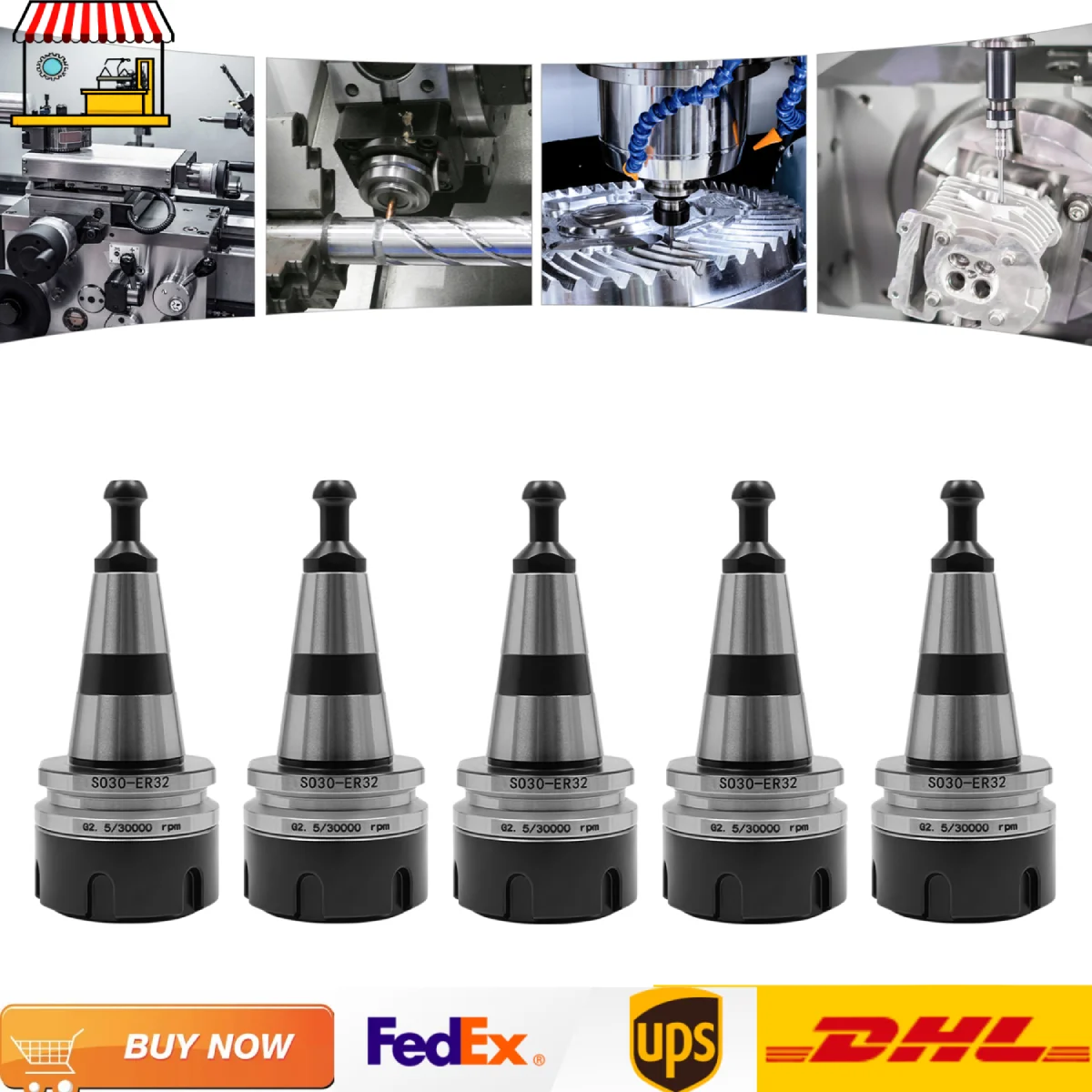 5PCS ISO30-ER32 Balance Spannzangenfutter Set Bohr- und Schleifmaschinenfutter | G2,5 50HRC Image