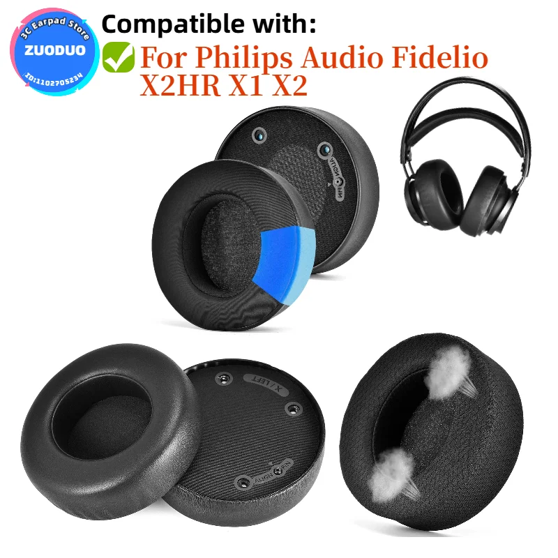 Für Philips Audio Fidelio X2HR X1 X2 Kopfhörer Ohrpolster Weiche Leder Schaum Schwamm Ohrenschützer Ersatz Eis Gel Ohr Pads Kissen Image