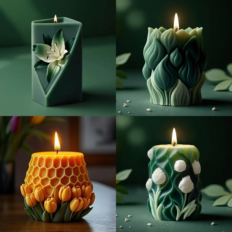 Lilie Tulpe Blume Zylinder Kerze Silikon Form DIY Handgemachte Herstellung Seife Gips Epoxidharz Aromatherapie Kerze Form Home Decor Image