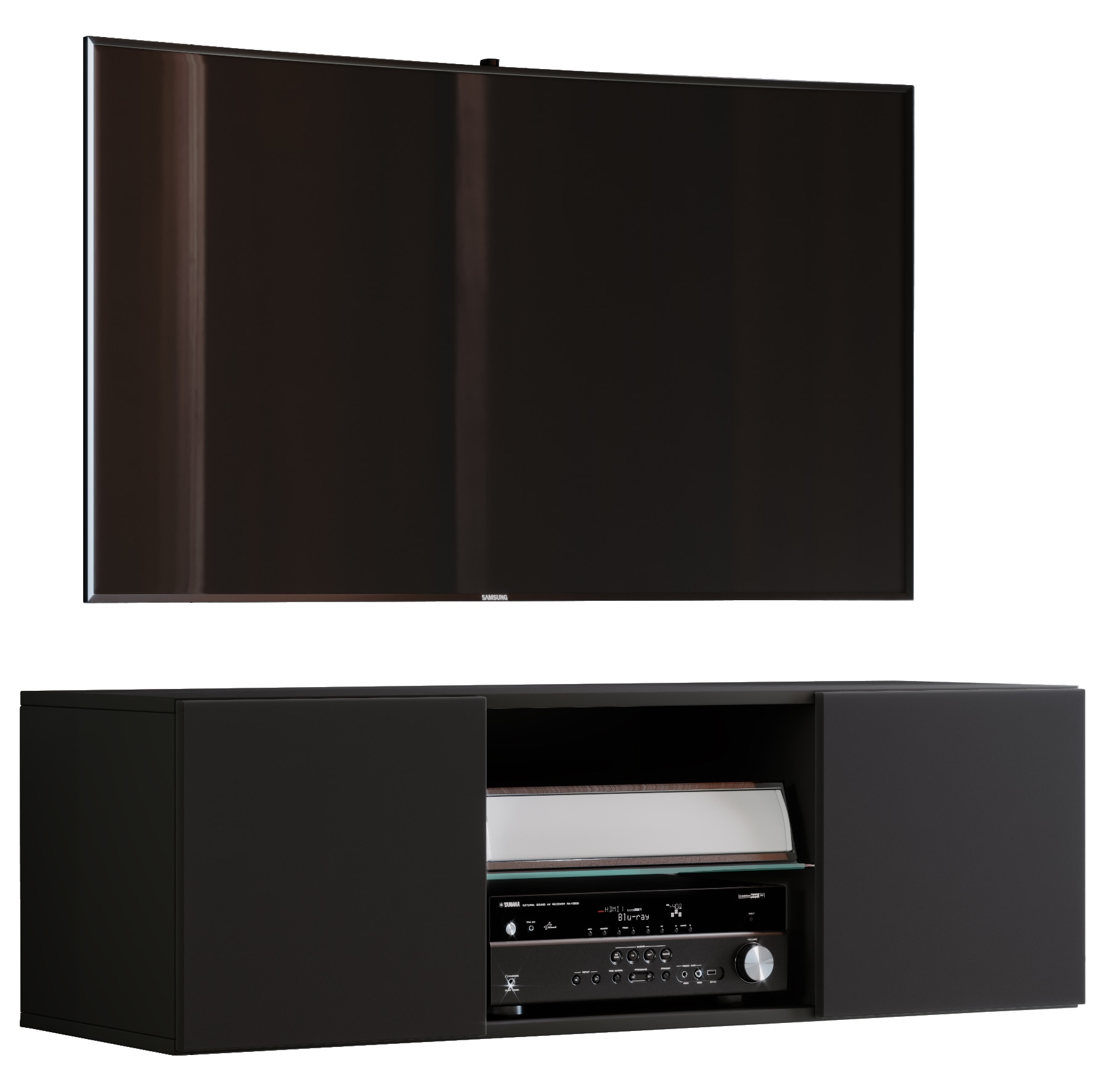 Wohnzimmertisch VCM "Holz TV Wand Hänge Lowboard Fernsehschrank Jusa 95", schwarz, B:95cm T:36cm, Sideboards, TV-Sideboard