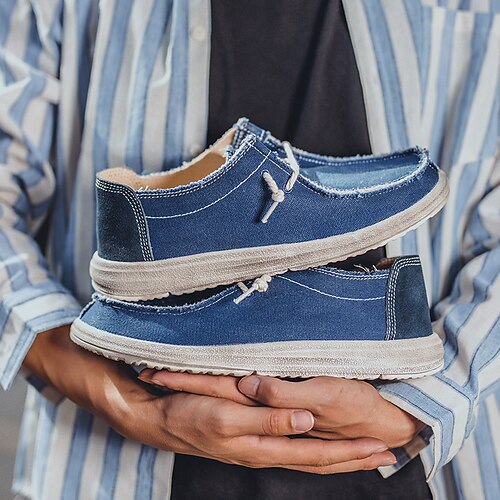 Leichte Herren-Freizeitschuhe aus Canvas, minimalistische Slipper mit weicher Innensohle für den Alltag und den Weg ins Büro Image
