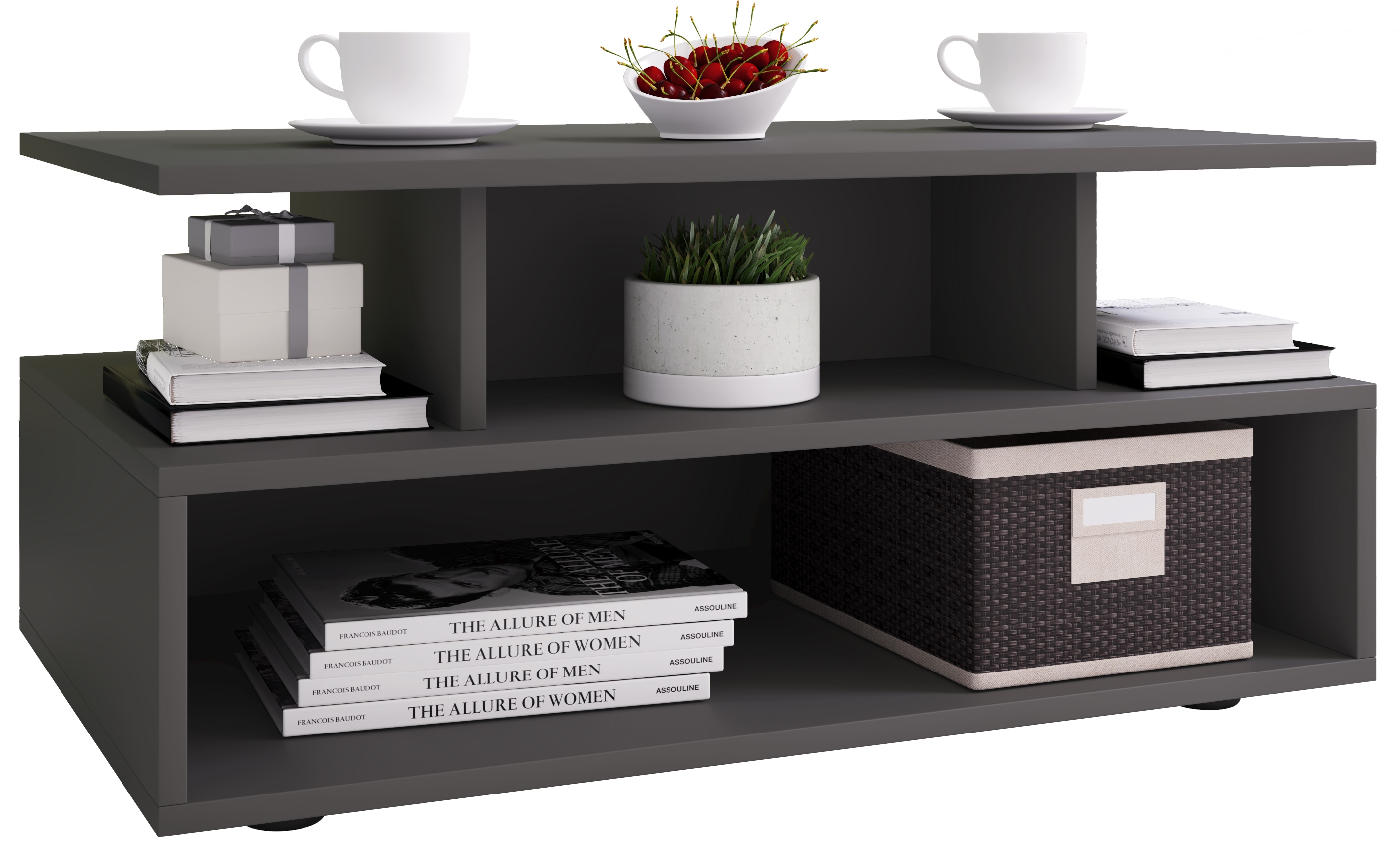 Couchtisch VCM "Holz Sofatisch Couchtisch Wohnzimmertisch Esila", anthrazit, B:80cm T:50cm, Tische, Couchtisch Eckige Couchtische