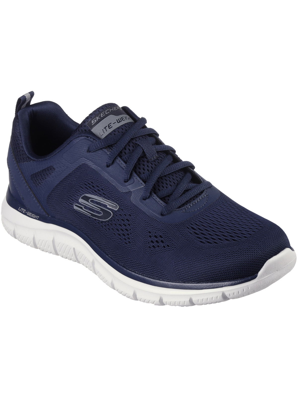 Wanderschuh SKECHERS "Freizeitschuhe 232698-NVY Skechers Track", Damen, Gr. 45,5, blau (marineblau), Obermaterial: 100% Textilmaterial TEXMAT., Schuhe Wanderschuh