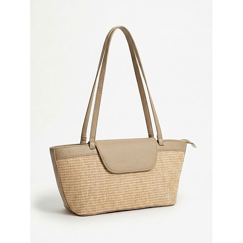 borsa tote in paglia intrecciata da donna, borsa a mano multicolore di grande capacità, borsa casual da spiaggia e resort per le vacanze, l'uso quotidiano e le attività ricreative all'aperto